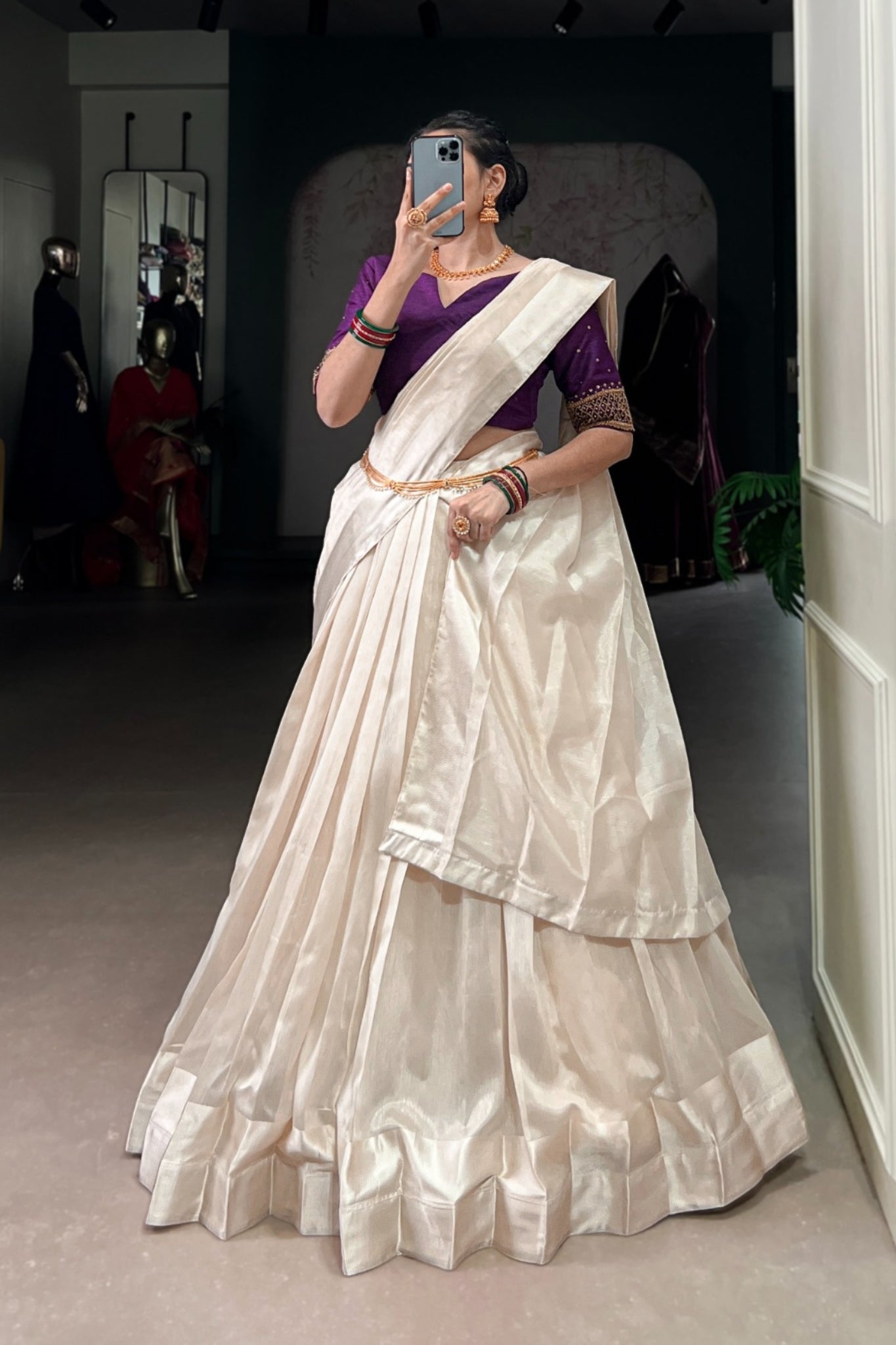 Designer Onam Special Lehenga Choli With Bead & Viscose Work