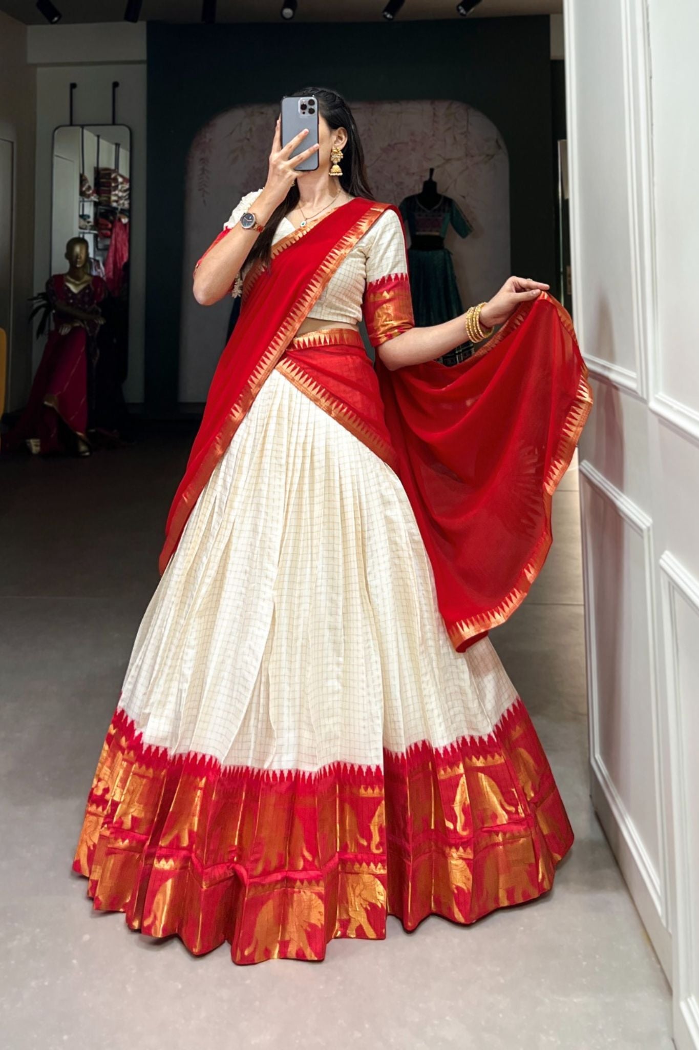 Kalyani Cotton Lehenga Choli Paired With Flowing Georgette Dupatta