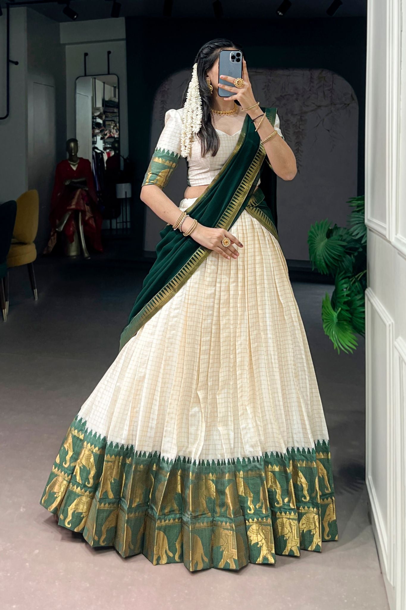 Kalyani Cotton Lehenga Choli Paired With Flowing Georgette Dupatta