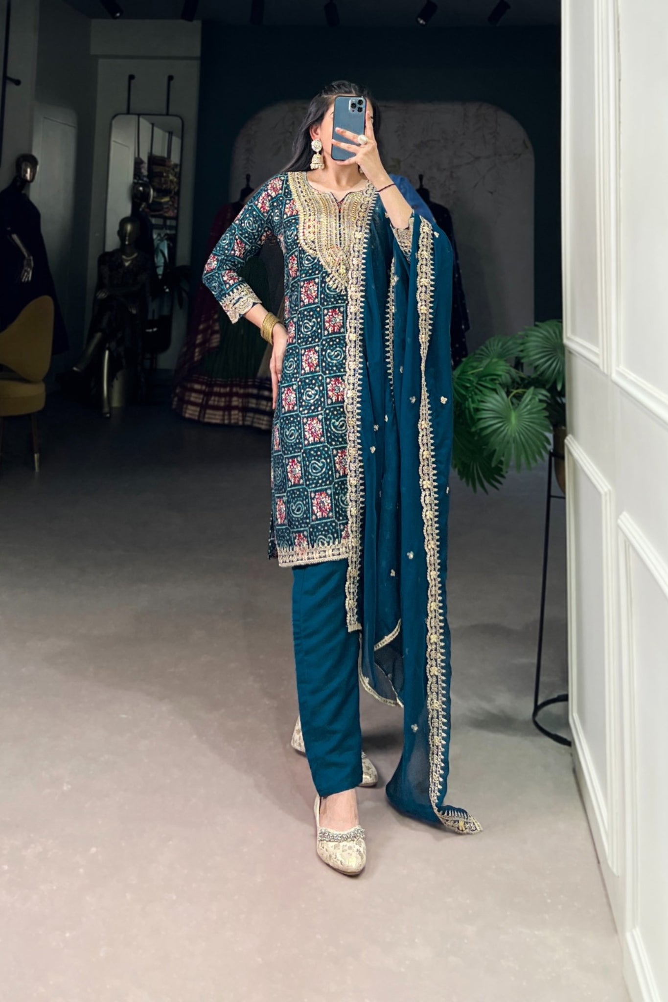Stylish Pure Rayon Women Embroidered Suit Set With Dupatta