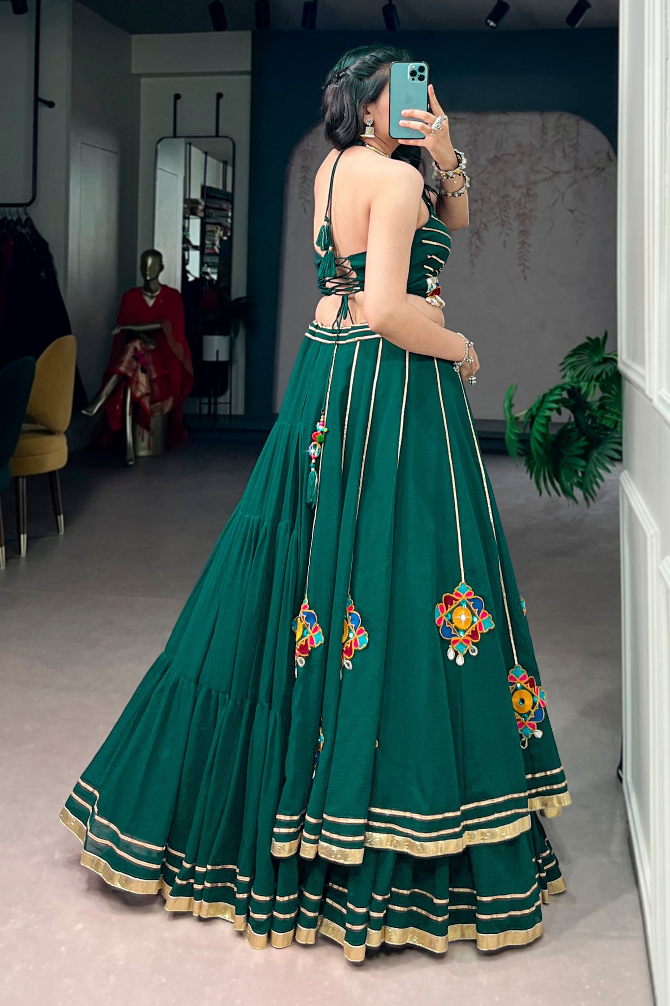 Raasrang Designer Gamthi With Mirror Work Navratri Lehenga Choli