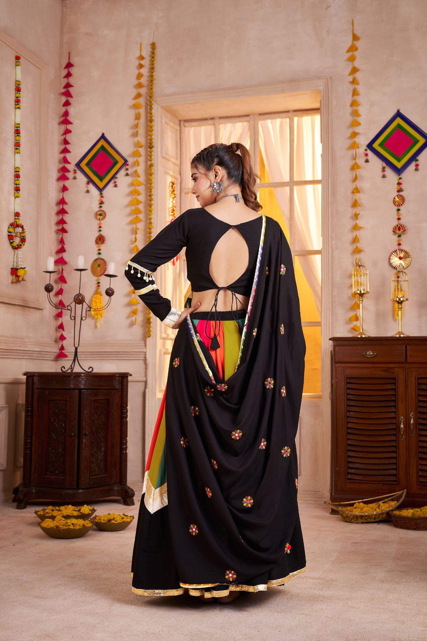 Classic Designer Viscose Cotton Traditional Navratri Lehenga Choli