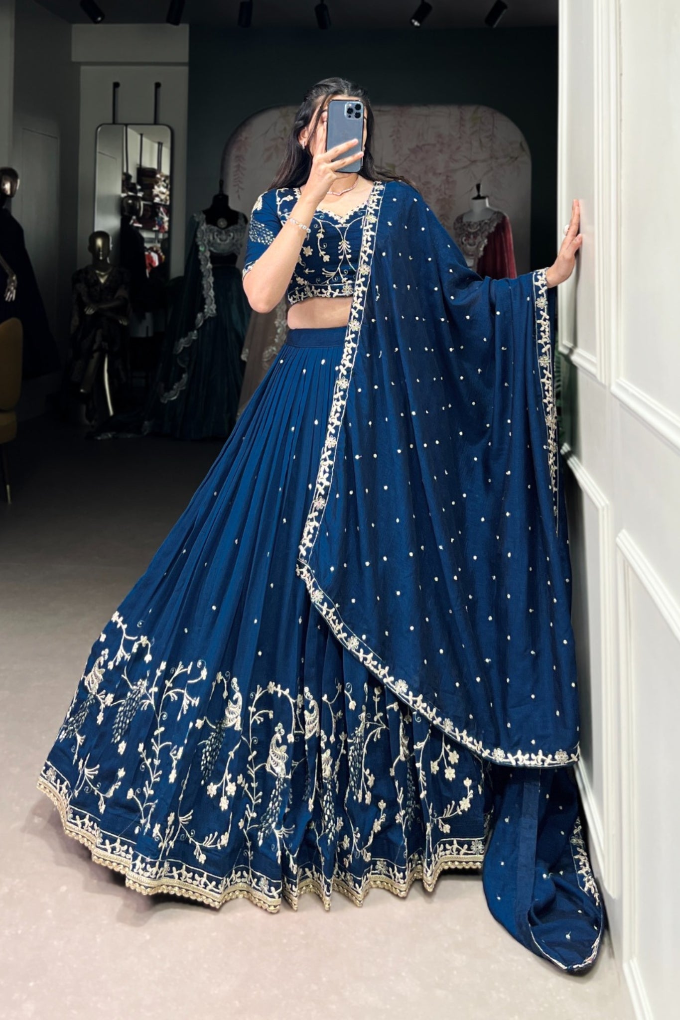 Wine Stunning Sequins Thread Embroidery Work Lehenga Choli