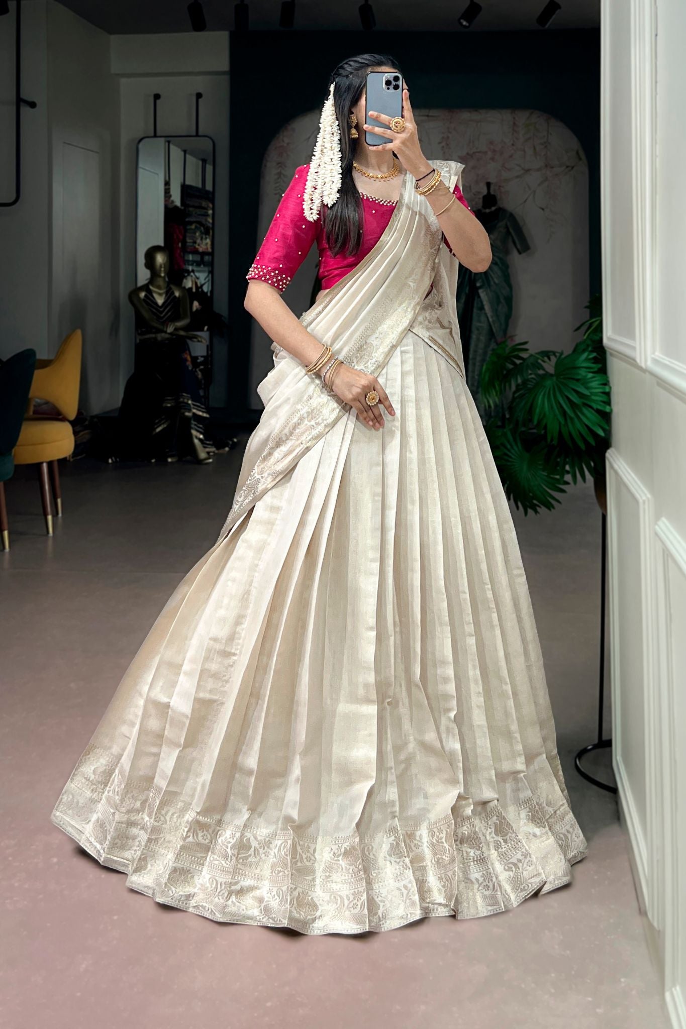 Elegant Traditional South Indian Half Saree Lehenga Choli