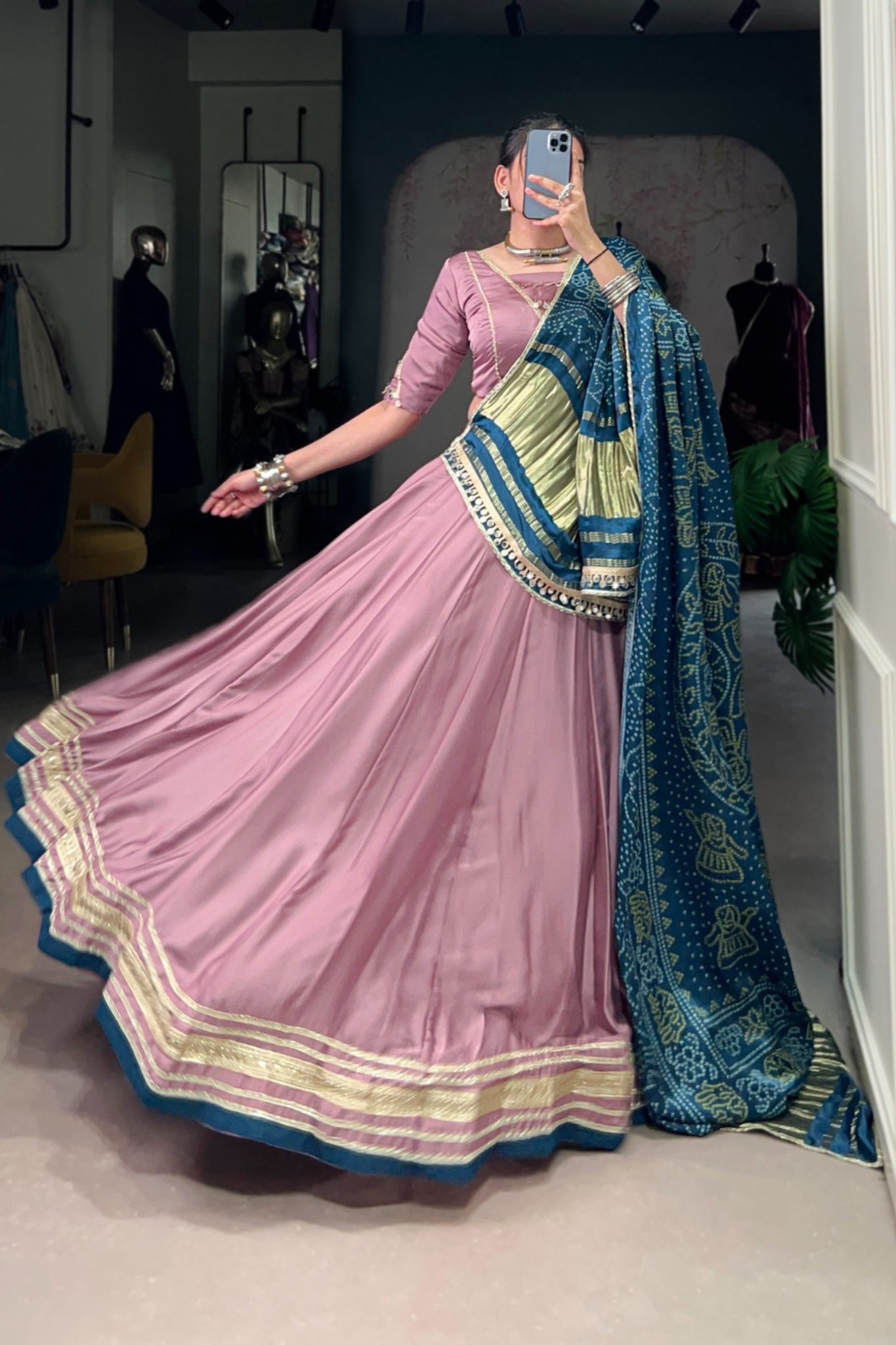 Silk Georgette Traditional Designer Lehenga Choli With Stunning Gaji Silk Dupatta Set