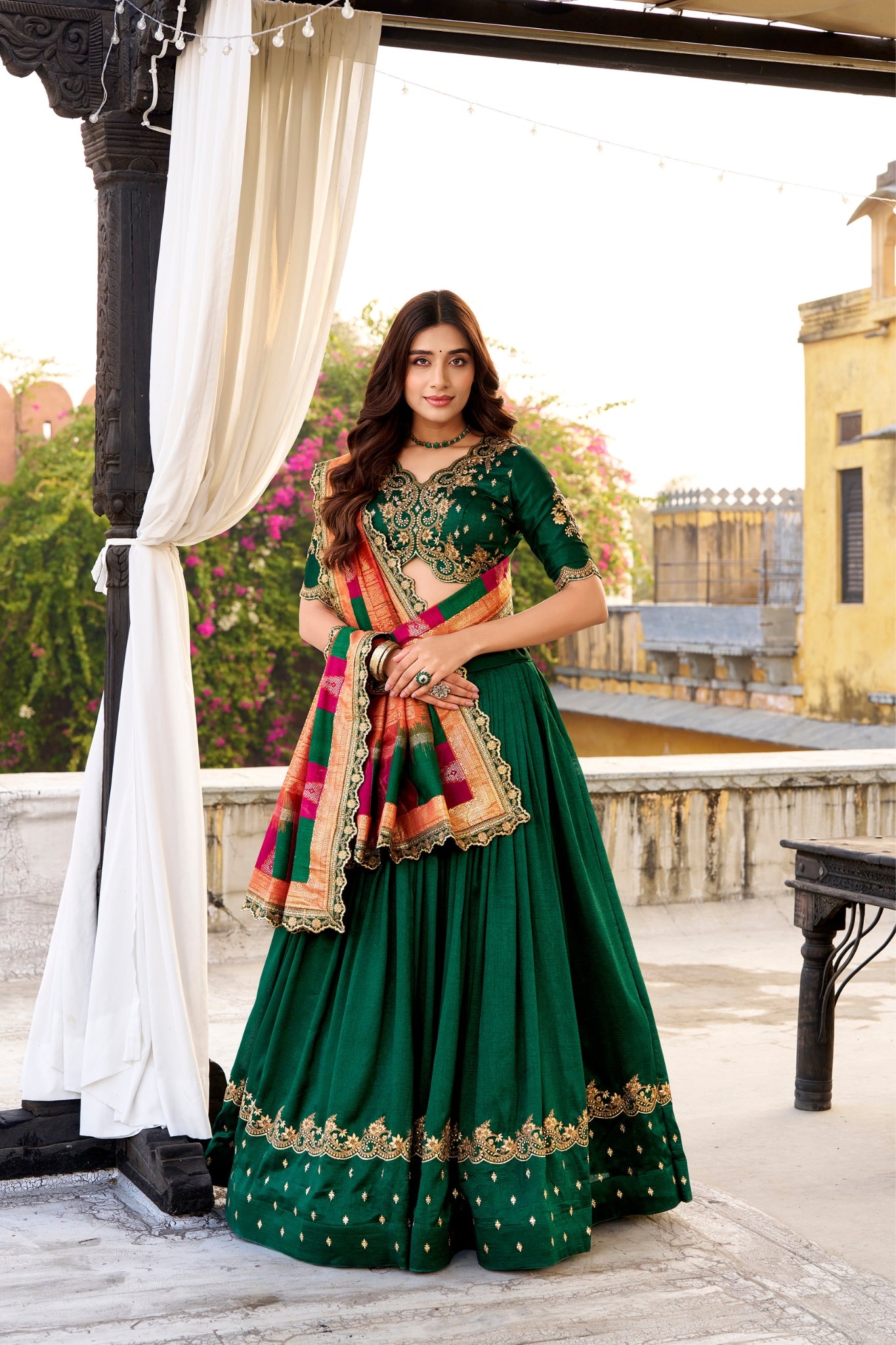Elegant Vichitra Silk Embroidery Lehenga Choli