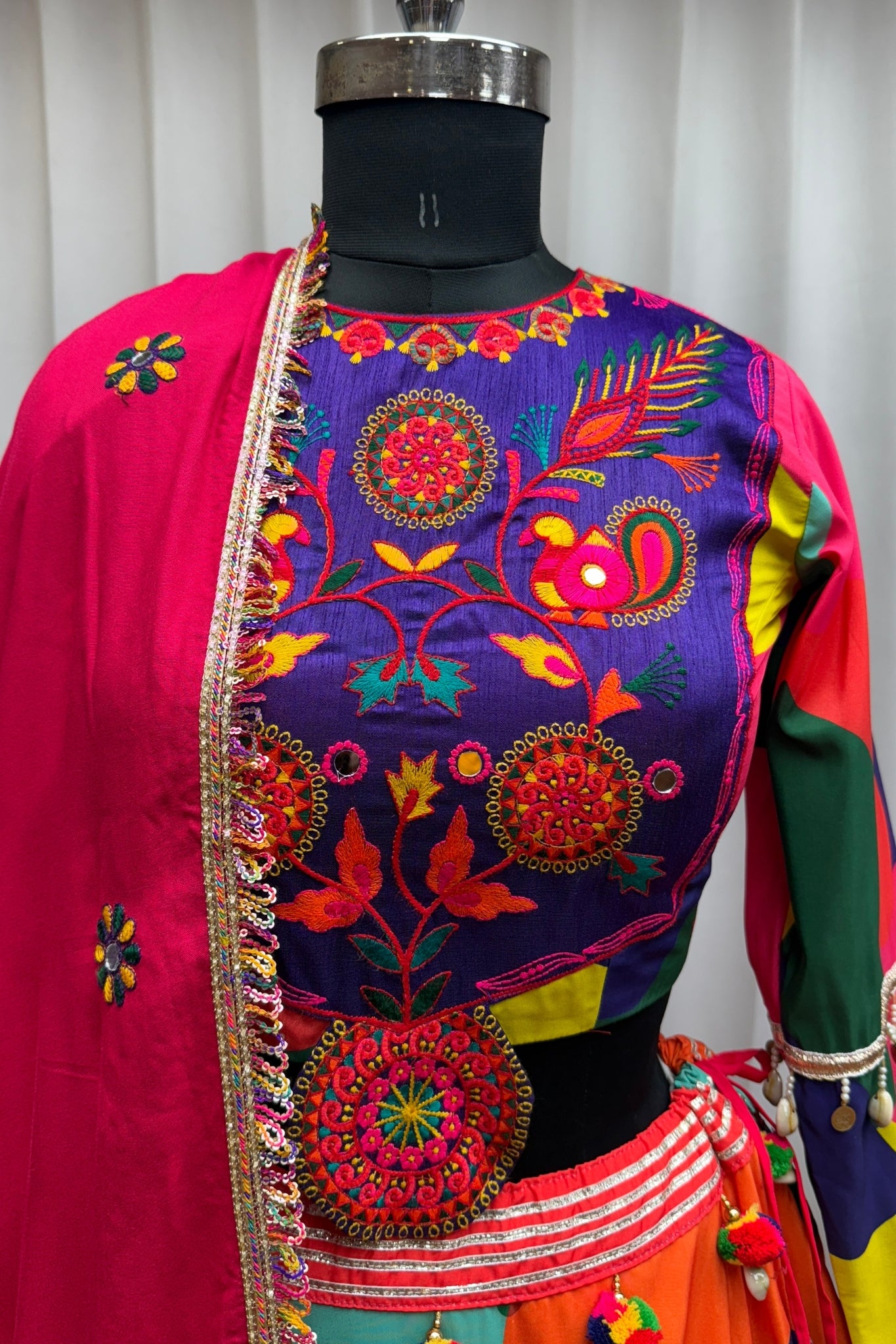 Beautiful Multi Color Designer Maslin Traditional Navratri Special Lehenga Choli