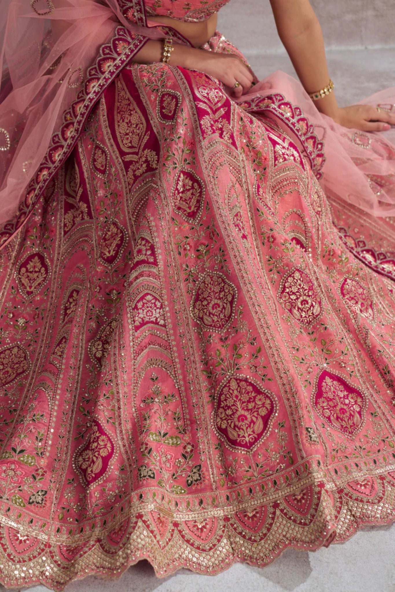 Wedding Special Designer Aari Embroidery Work Banarasi Silk Lehenga Choli Set