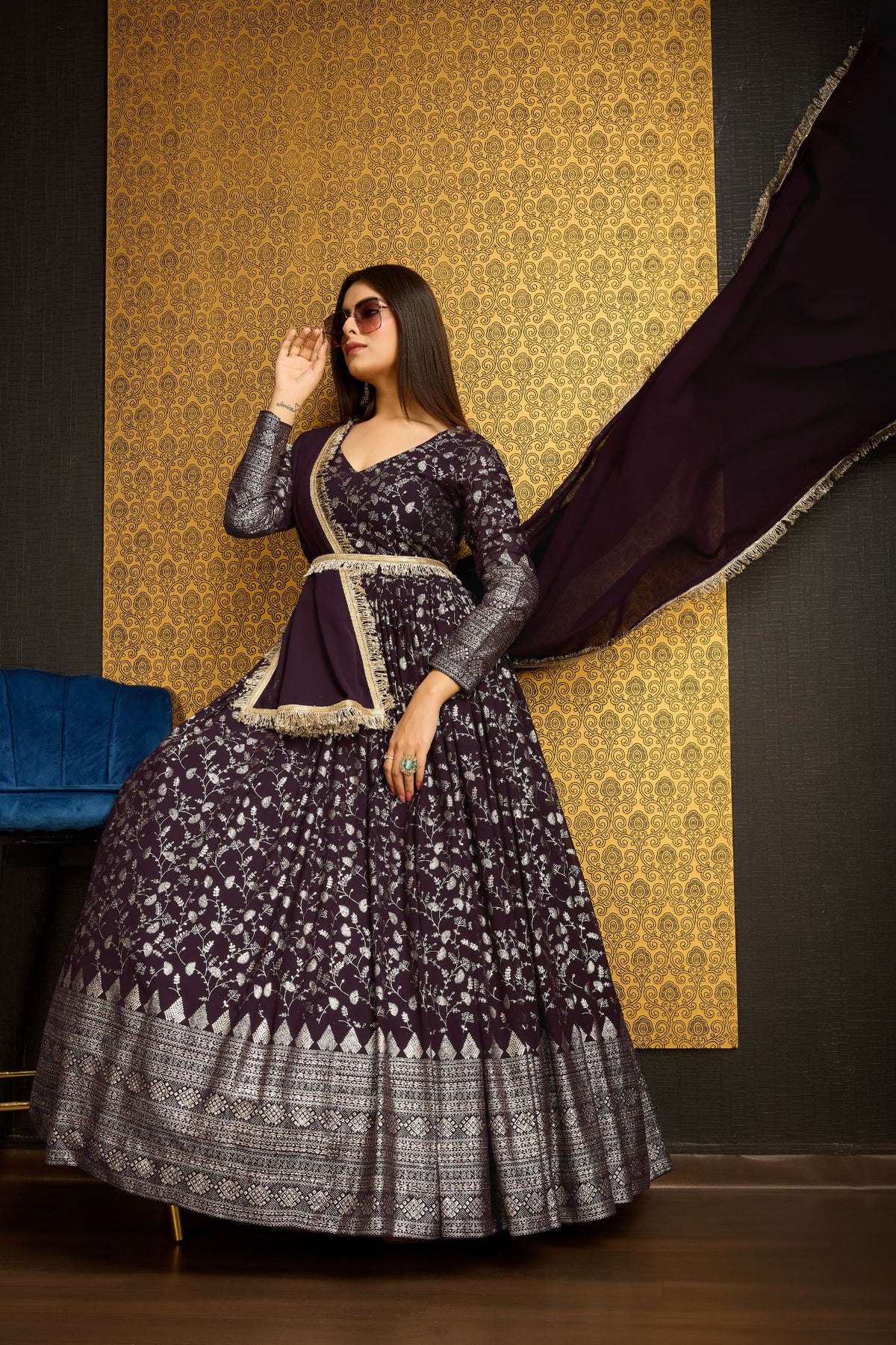 Purple Elegance Designer Anarkali Set