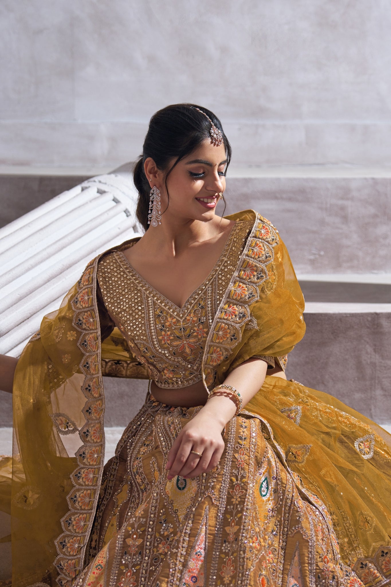 Elegant Designer Zari And Aari Embroidery Work Wedding Lehenga Choli