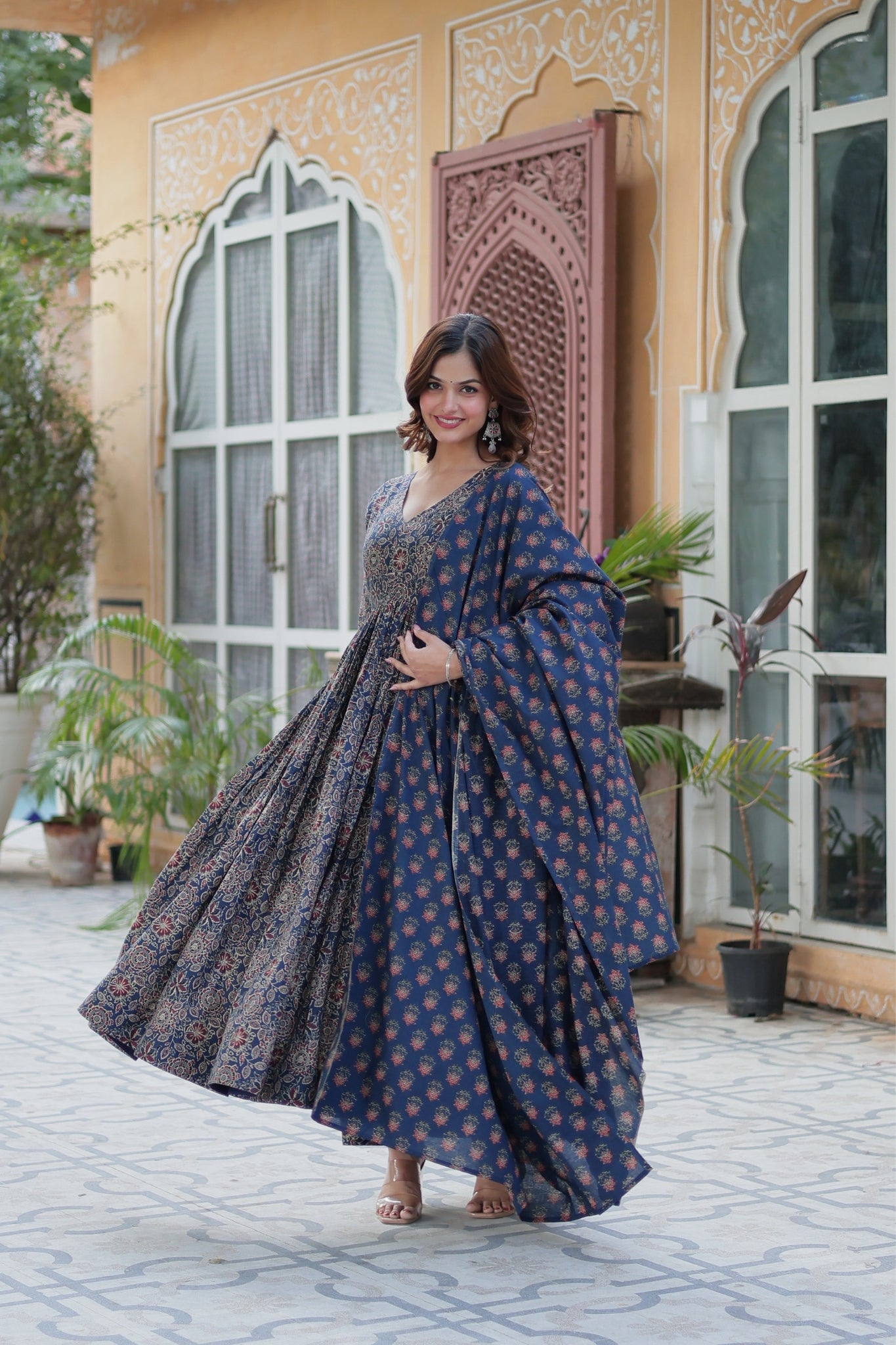 Pure Cotton Printed Designer Anarkali Flared Suit Set