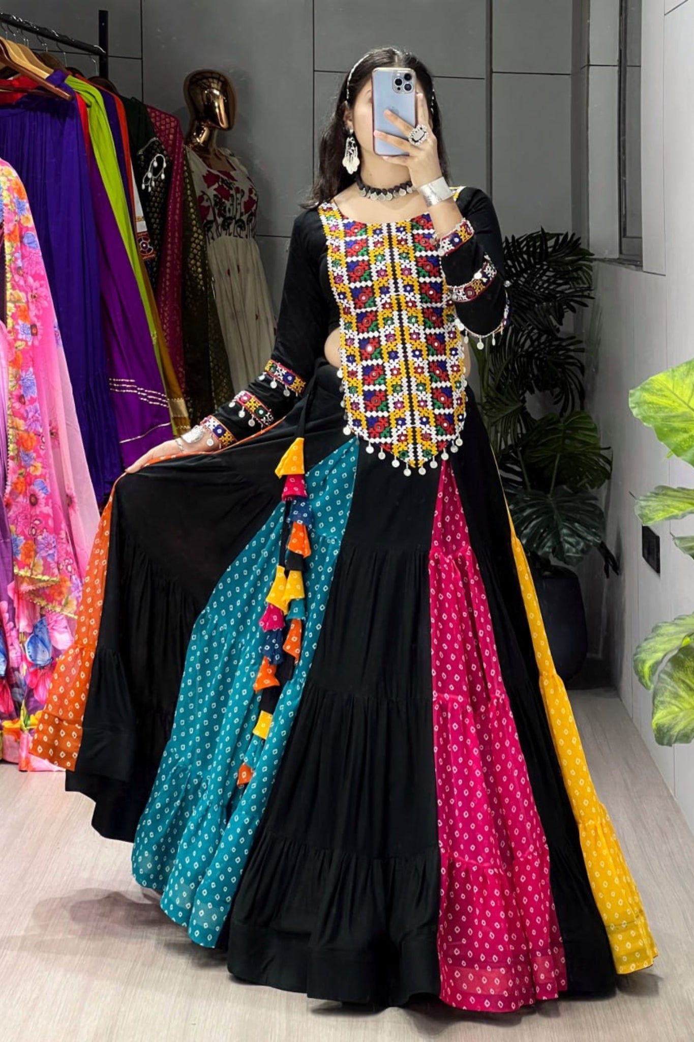 Raasrang Designer Multicolor Navratri Lehenga Choli For Women