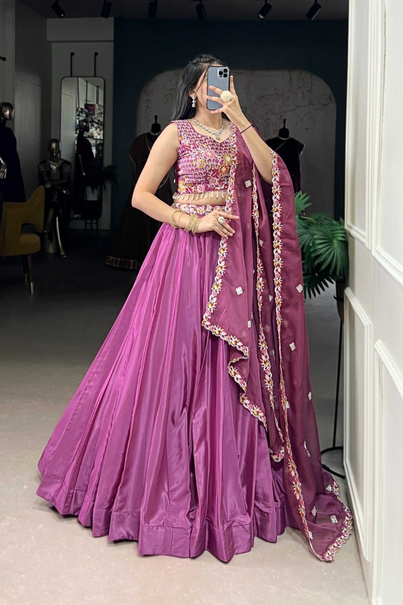 Designer Sequins Thread Embroidered Work Wedding Lehenga Choli