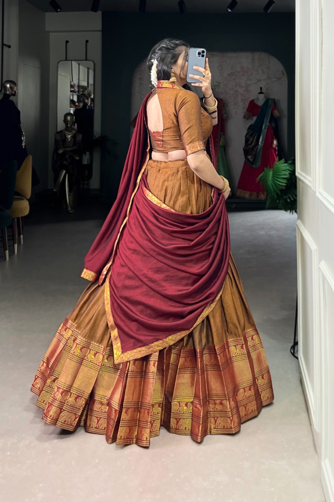 Beautiful Narayan Pet Cotton Zari Weaving Work Lehenga Choli