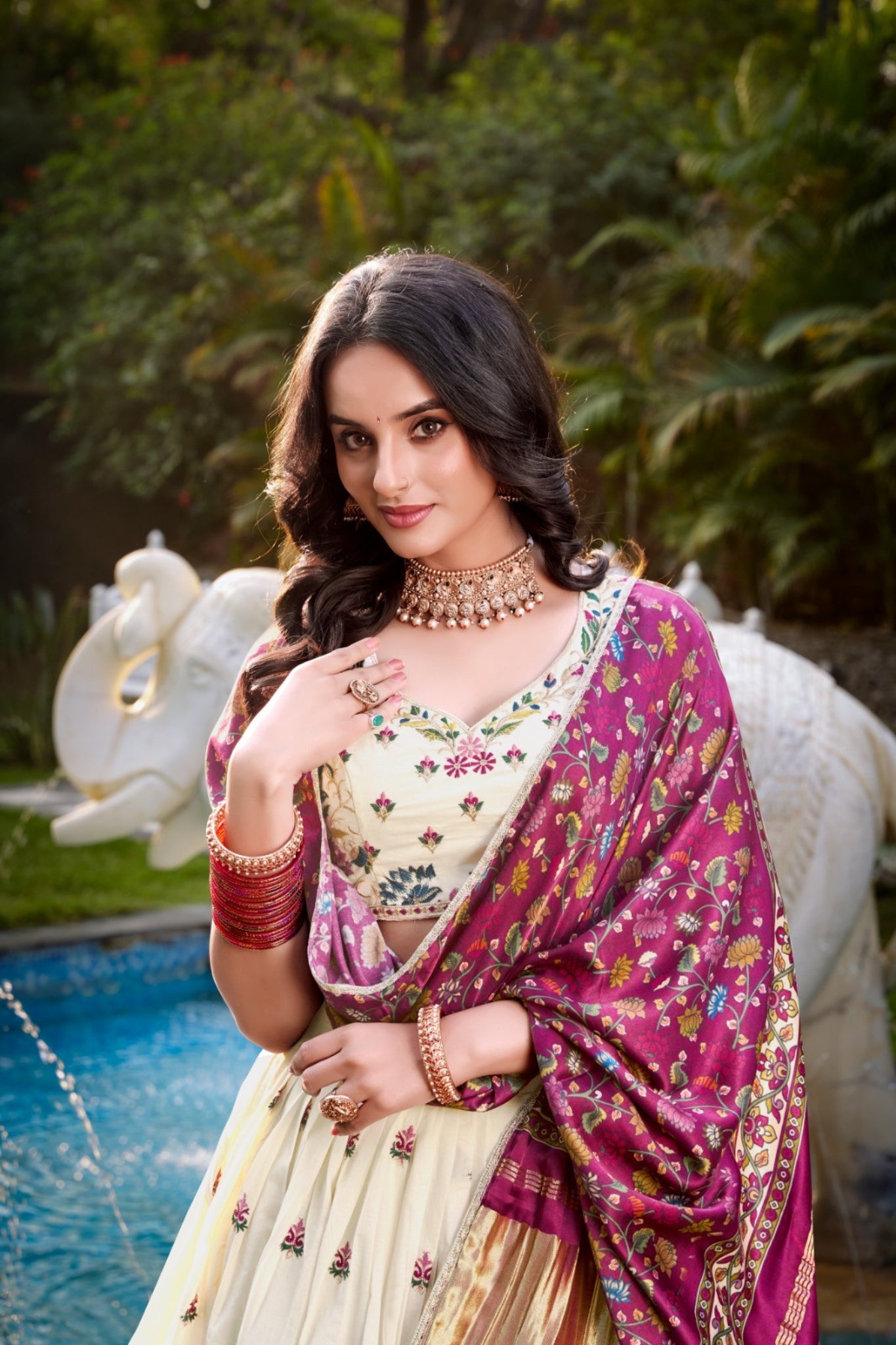 Beautiful Designer Khadi Cotton Sequins Tread Embroidered Work Traditional Lehenga Choli