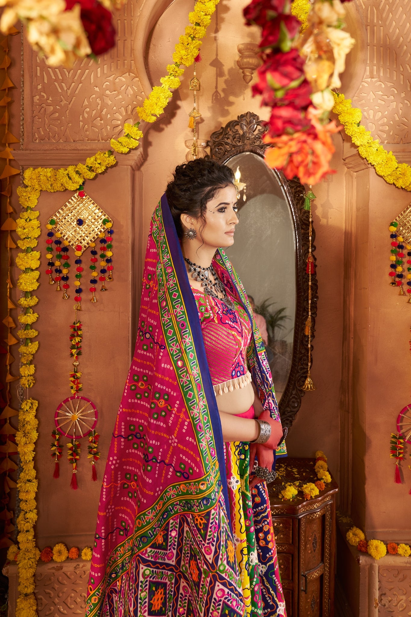 Beautiful Multi Color Designer Organic Cotton Navratri Stylish Chaniya Choli