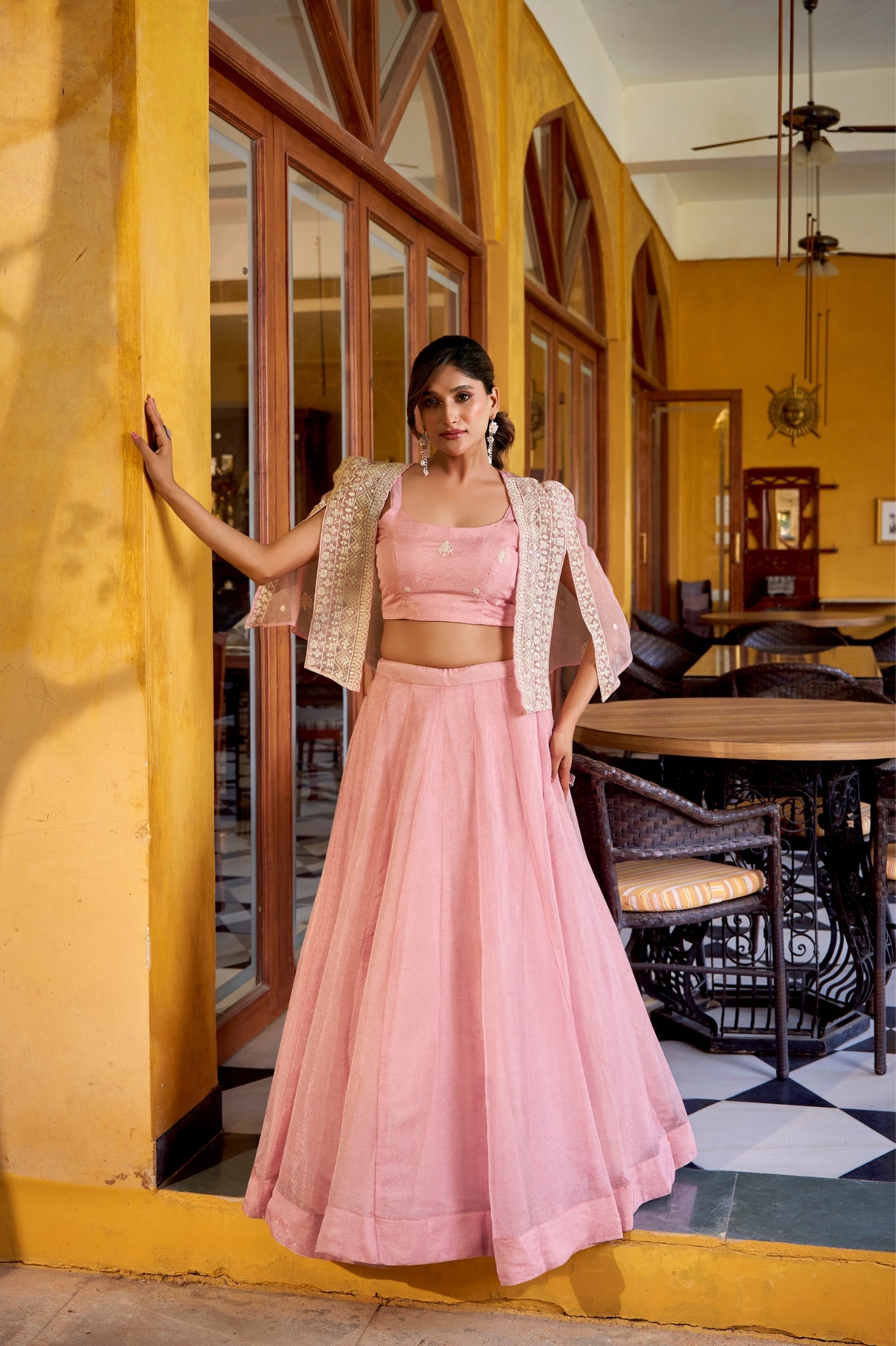 Soft Allnen Crush Sequins With Thread Embroidery Lehenga Set