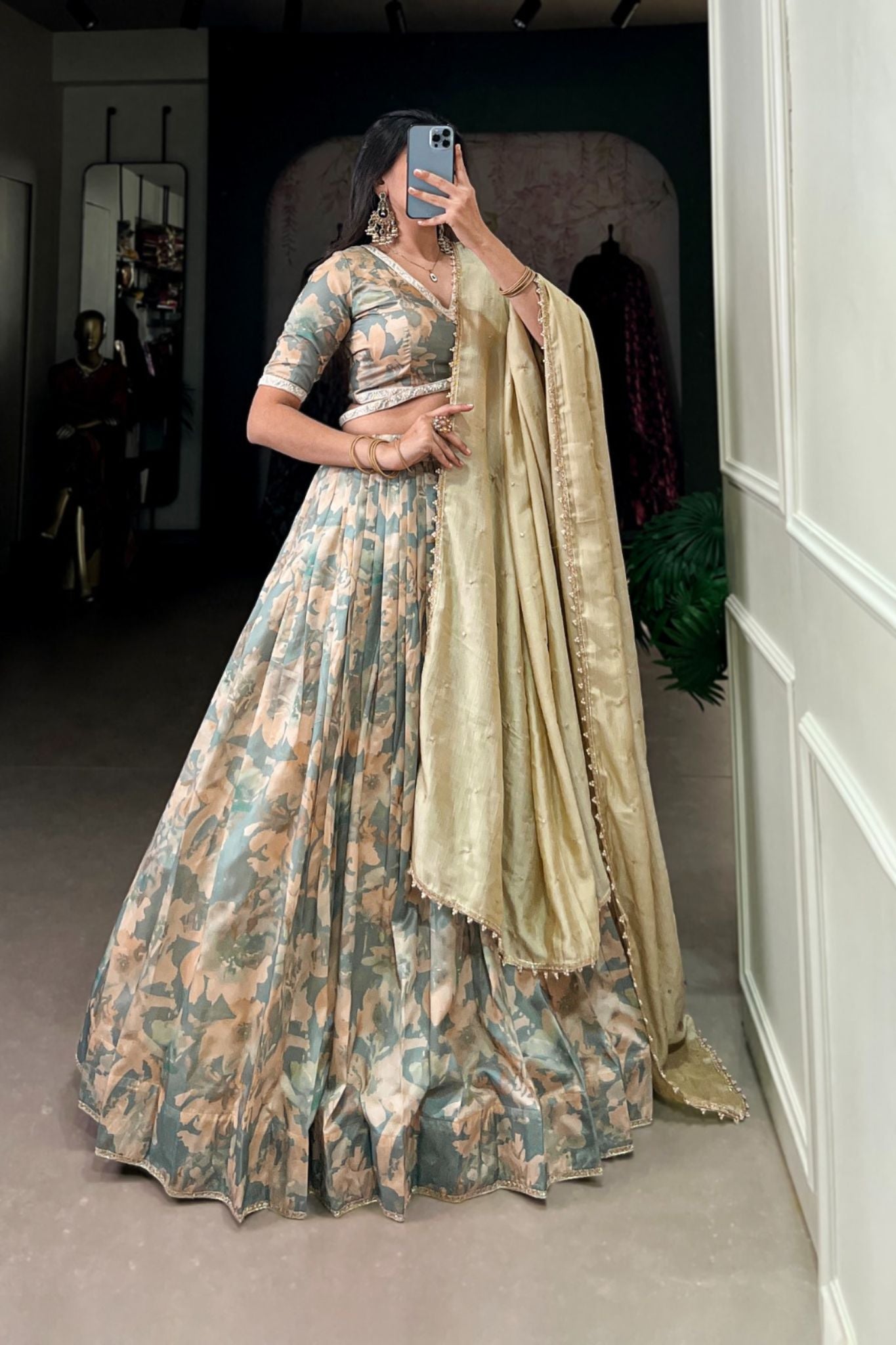 Tussar Silk Printed Stylish Lehenga Set