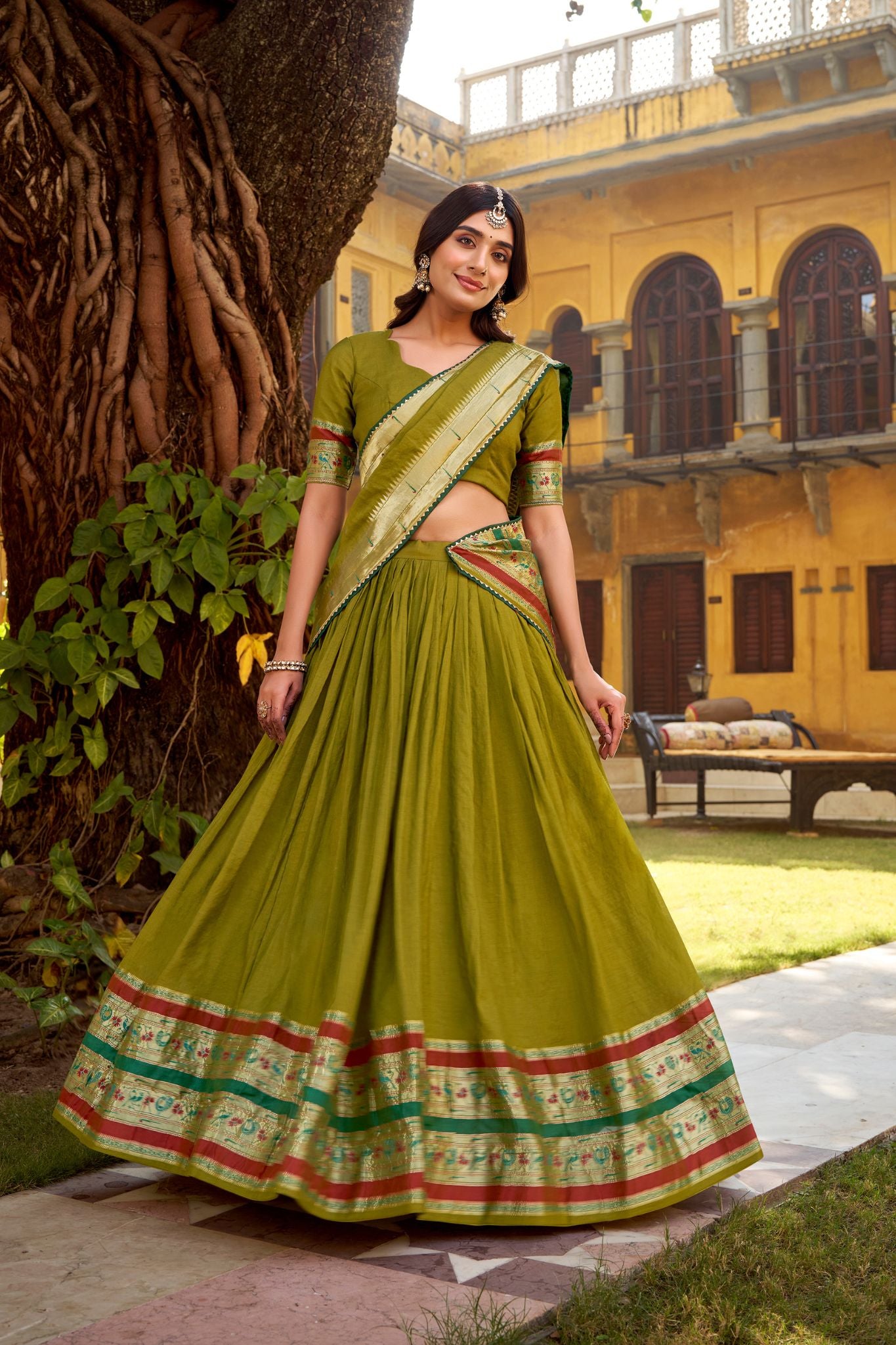 Ethereal Elegance Pure Chanderi Zari Woven Luxury Lehenga Set