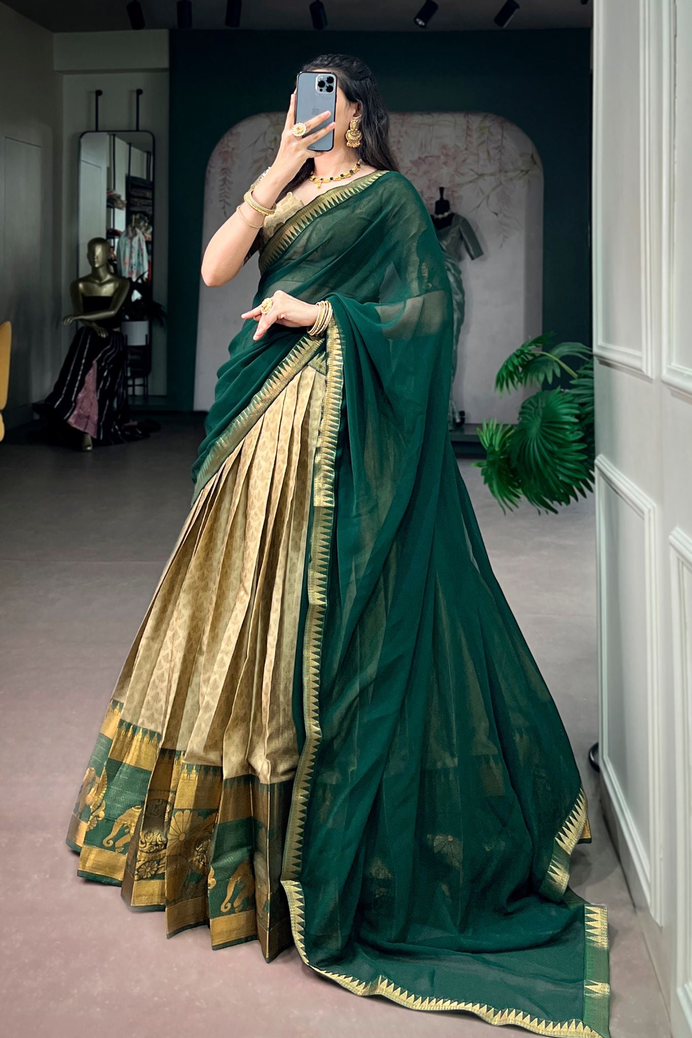Onam Special Designer Zari Weaving Work Lehenga Choli For Women