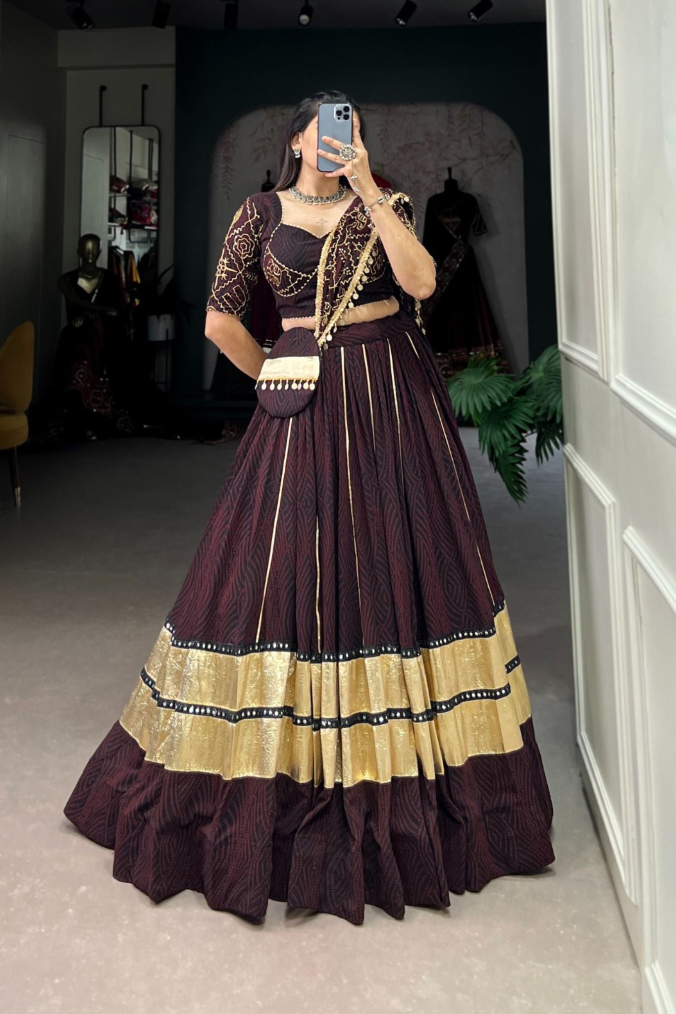 Bandhej Printed Georgette Lehenga Choli For Navratri