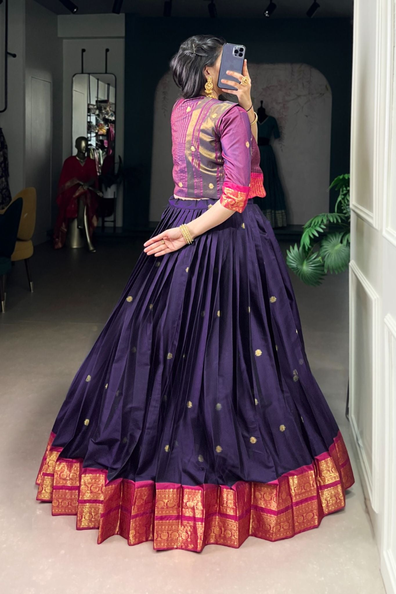 Premium Poly Cotton Zari Woven Lehenga Set – Perfect for Weddings & Celebrations