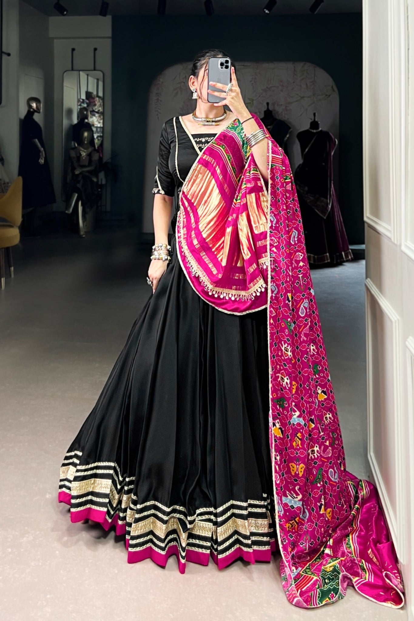 Silk Georgette Traditional Designer Lehenga Choli With Stunning Gaji Silk Dupatta Set