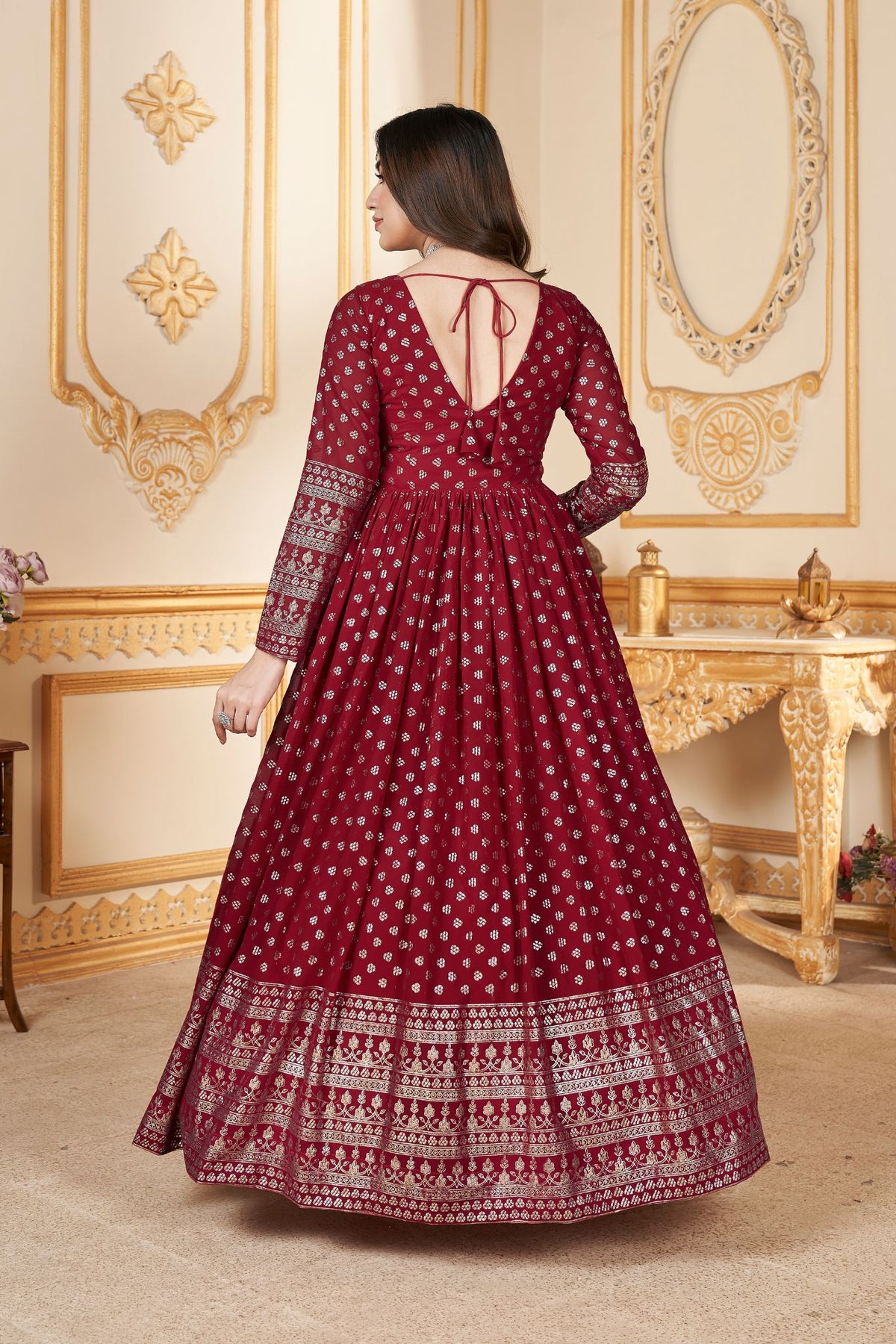 Red Designer Georgette Anarkali Gown