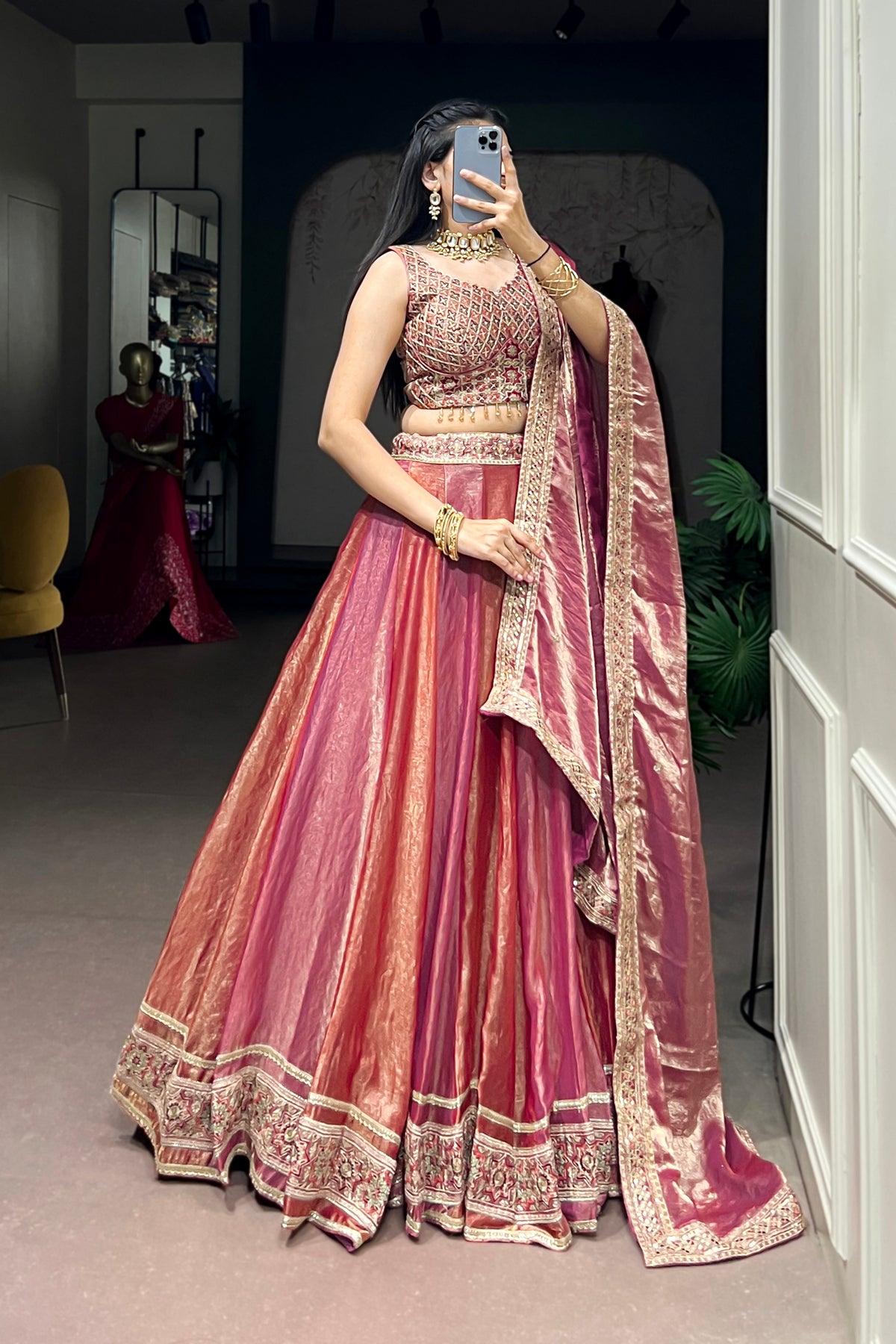 Pink Frendy silk Sequins & Thread Embroidery Designer Lehenga Choli