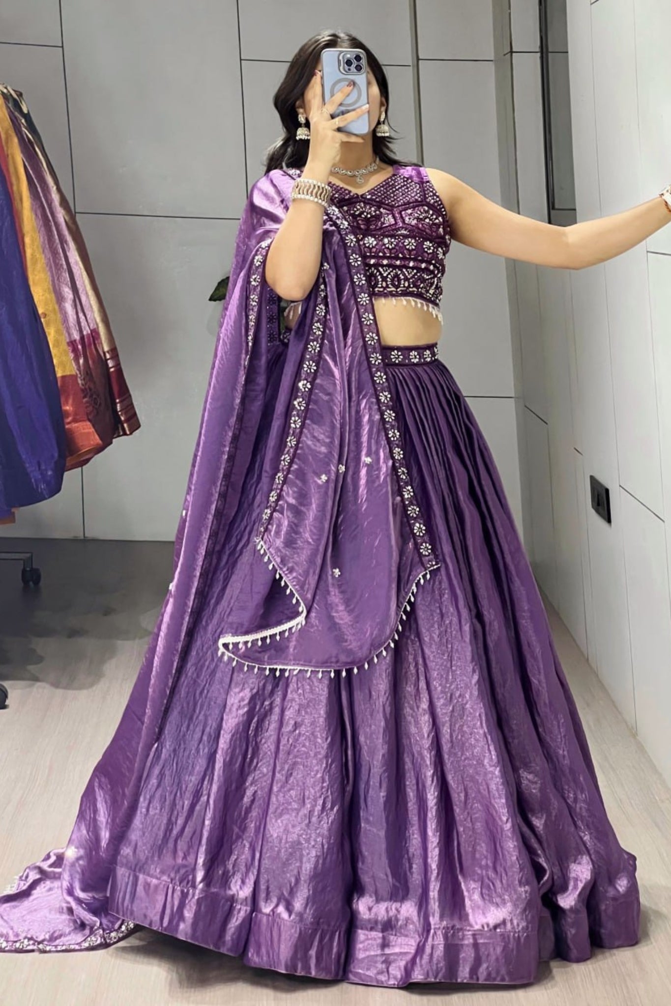 Luxury Antique Beads Work Lehenga Choli With Designer Scallop Blouse And Elegant Dupatta