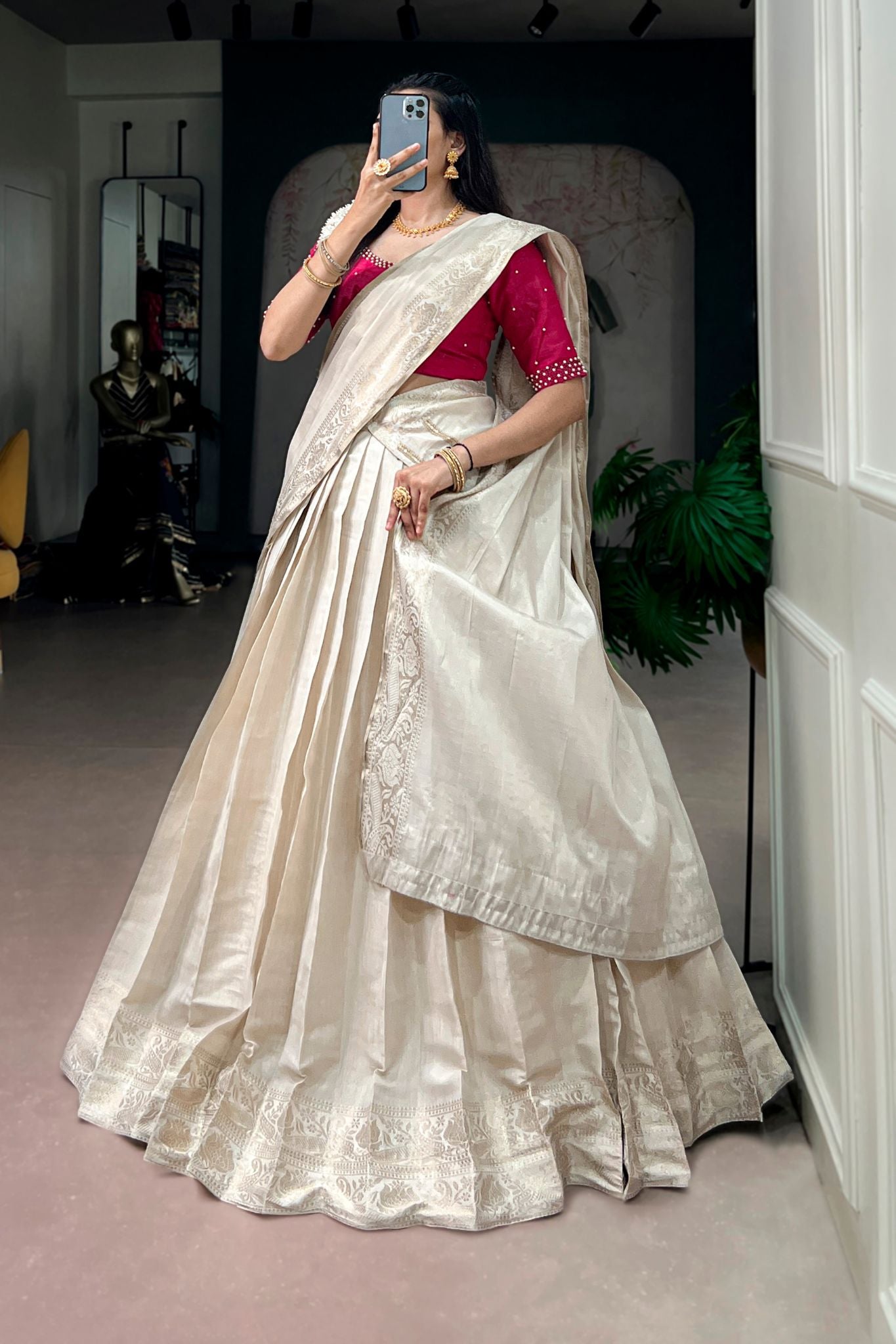 Elegant Traditional South Indian Half Saree Lehenga Choli
