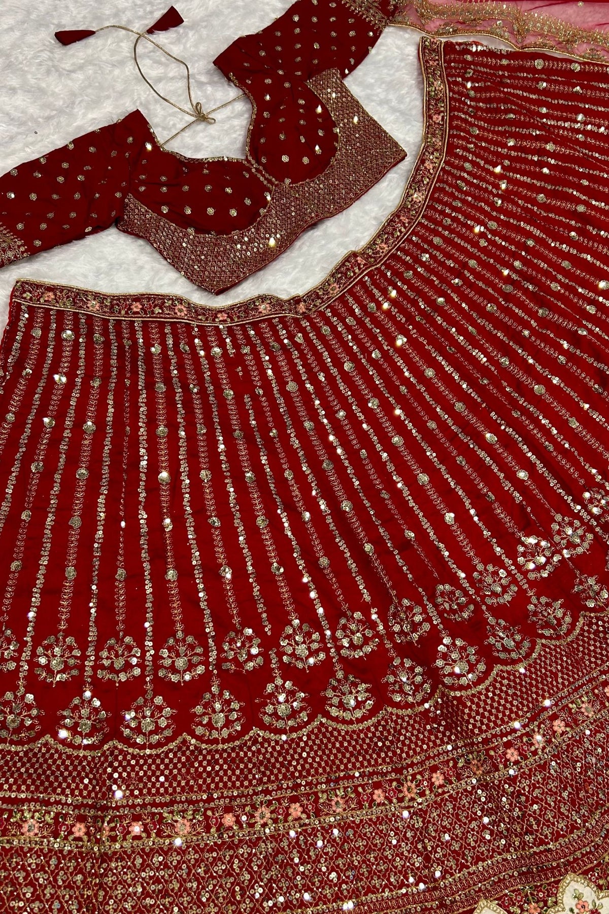 Maroon Color Rangoon Silk Fabric With Sequence Work Bridal Choli For Woman