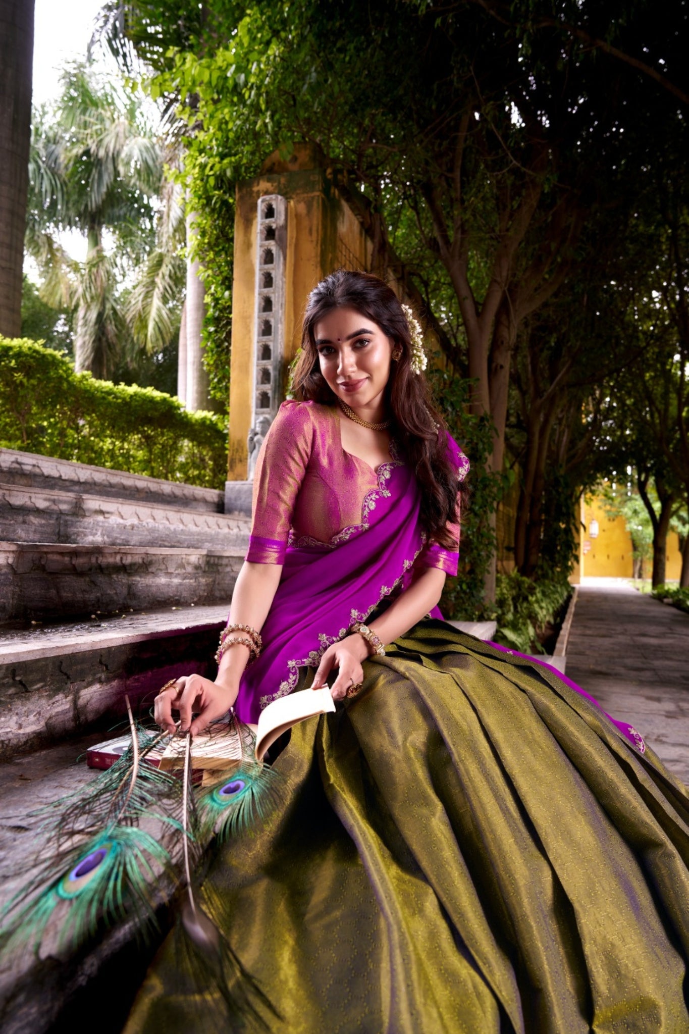 South Indian Style Kanchipuram Silk Lehenga Choli