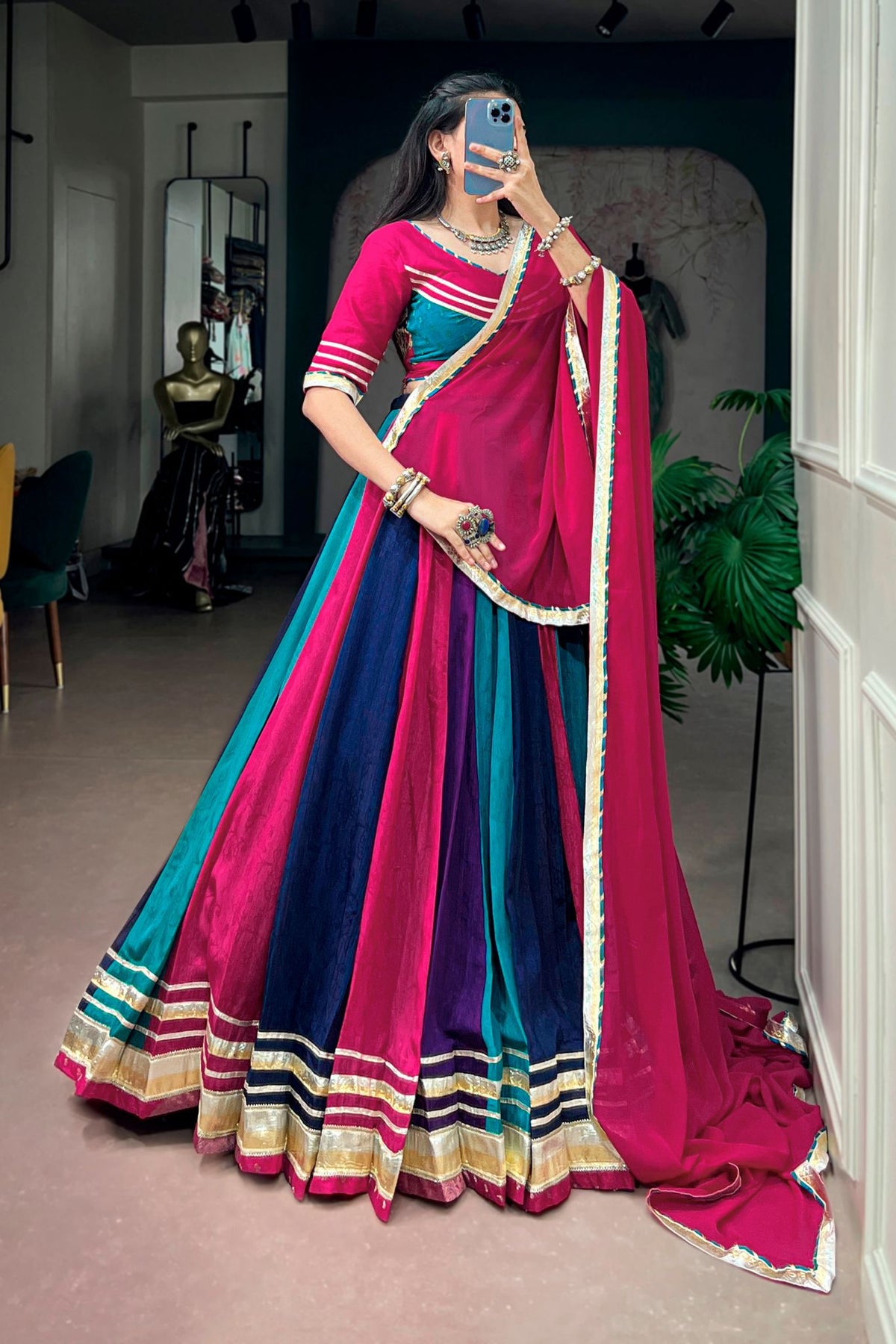 Raasrang Navratri Special Multicolor Rich Chinon Lehenga Choli
