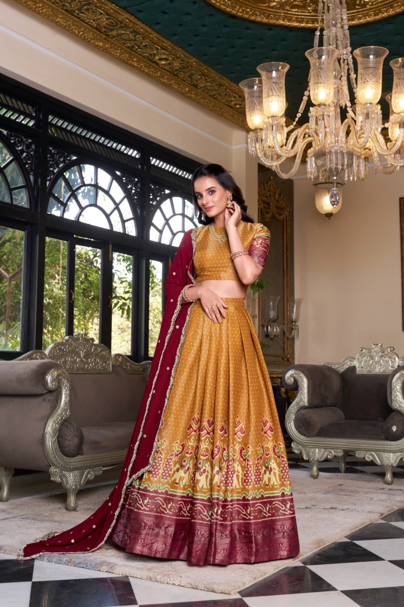 Kanchipuram Silk Lehenga Set With Zari Weaving & Georgette Dupatta