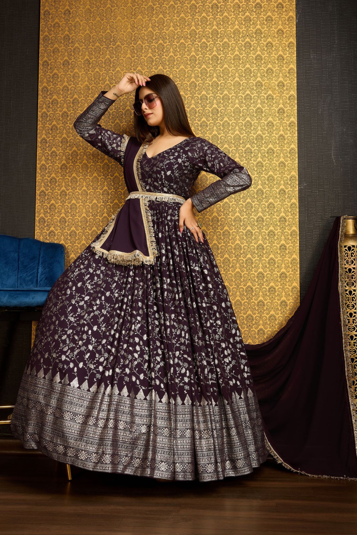 Purple Elegance Designer Anarkali Set