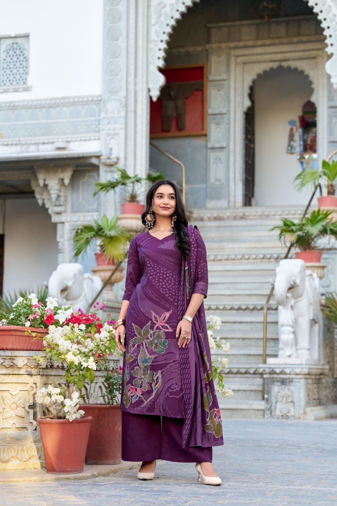 Floral Print Beets Handwork Stunning Salwar Suit