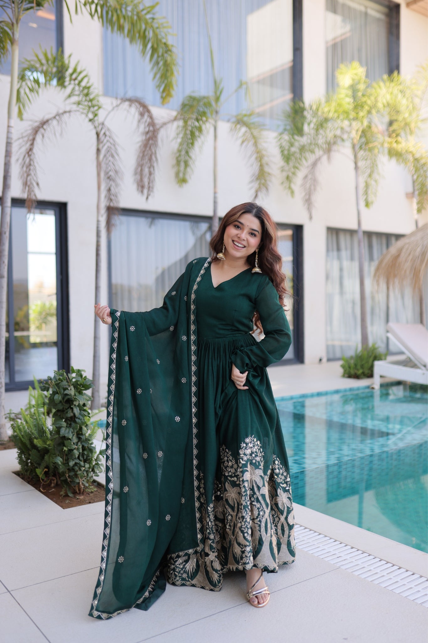 Rangoli Crush Sequins Multi Embroidery Anarkali Suit With Dupatta