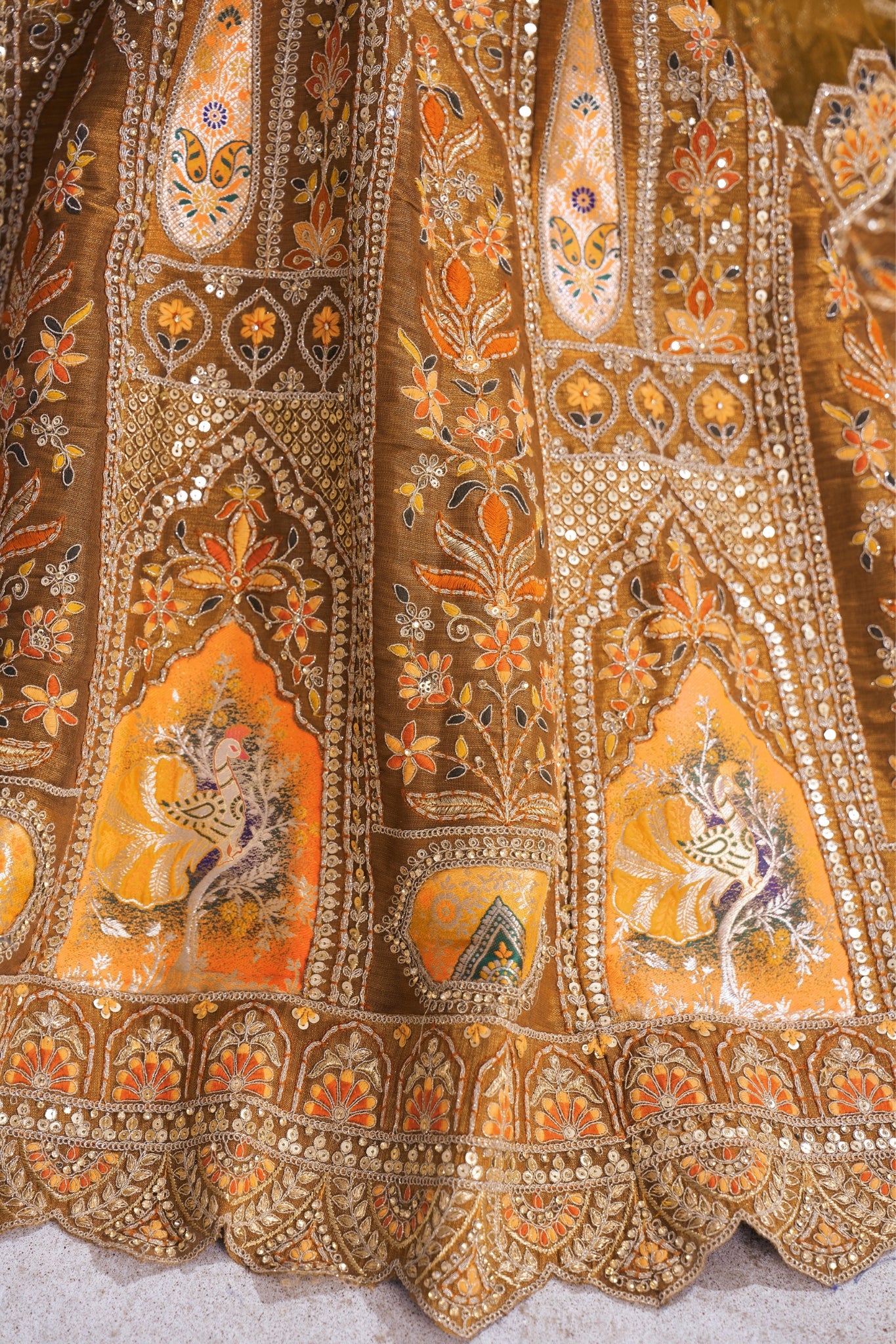 Elegant Designer Zari And Aari Embroidery Work Wedding Lehenga Choli