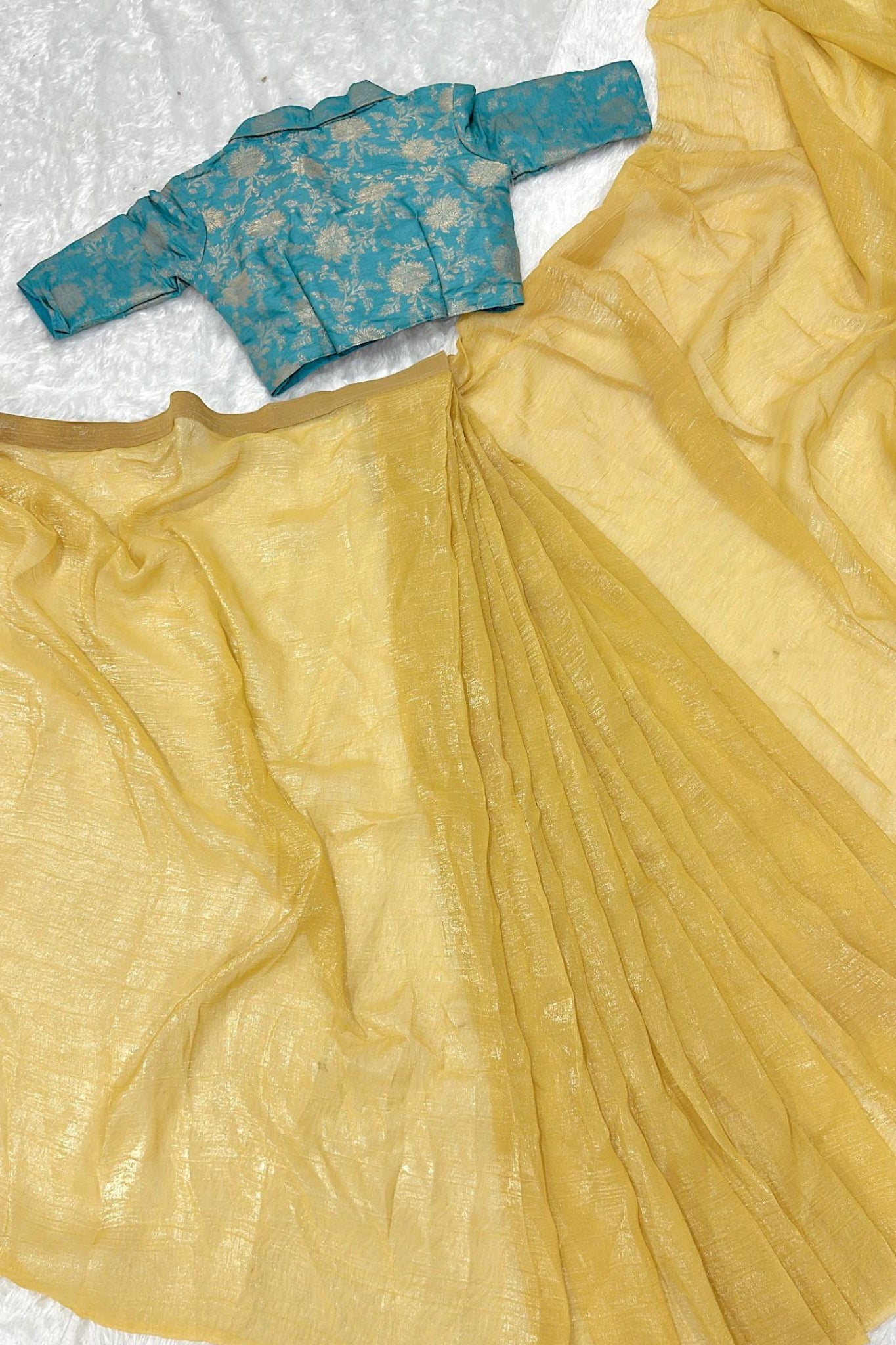 Sparkle Silk Ready To Wear Saree With Heavy Banarasi Blouse