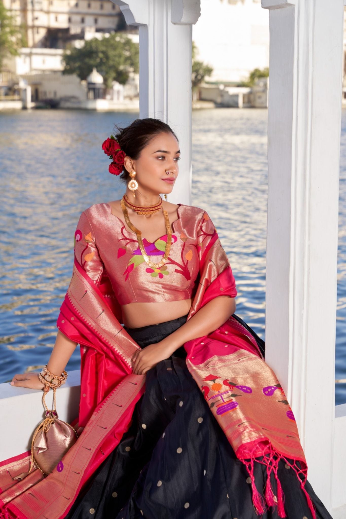 Jacquard Silk Designer Weaving Zari Work Paithani Lehenga Set