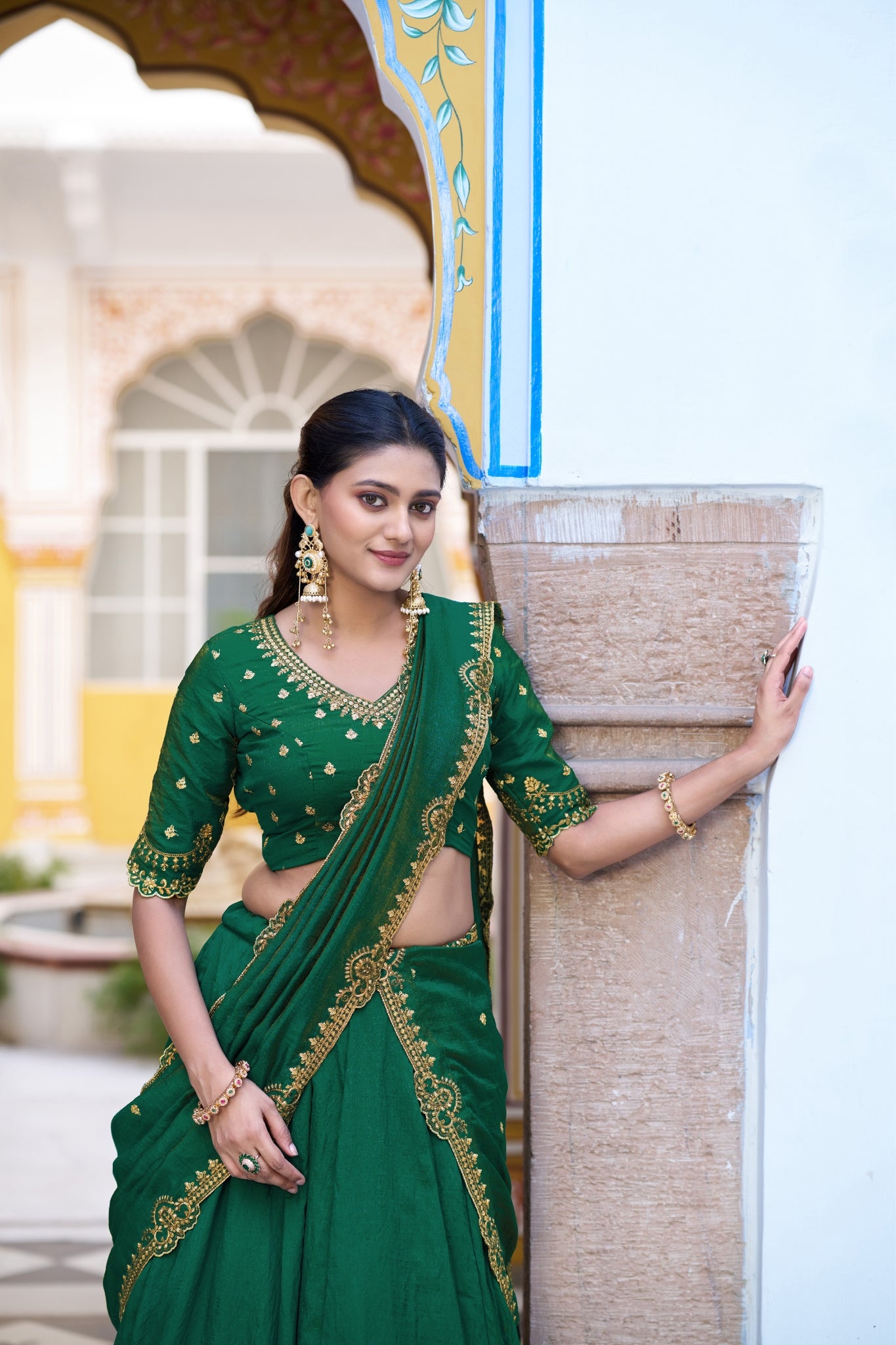 Designer Silk Lehenga Choli For Women With Sequins Thread Embroidery Dupatta