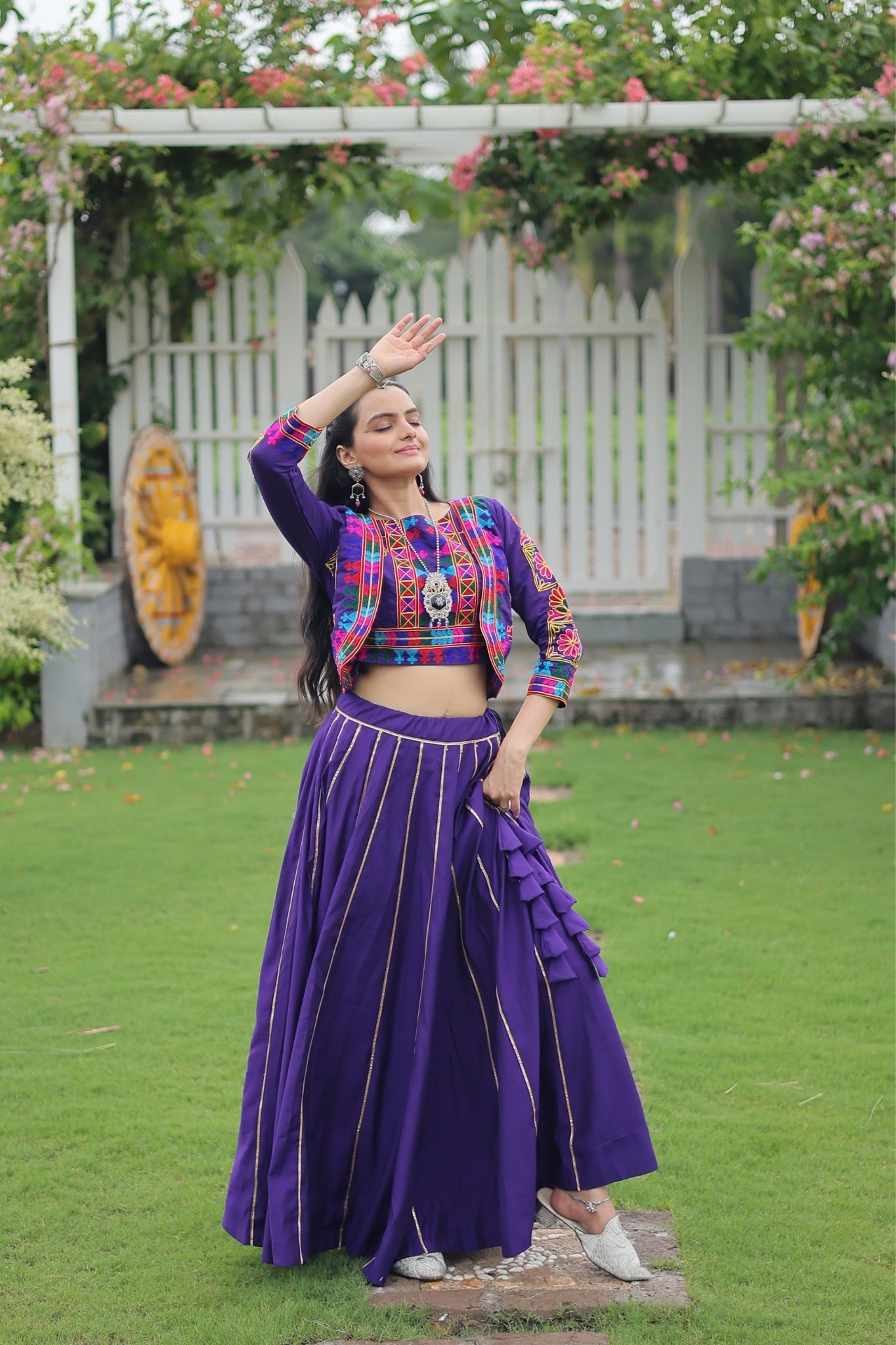 Kutchi Gamthi Embroidered Work Designer Navratri Lehenga Choli