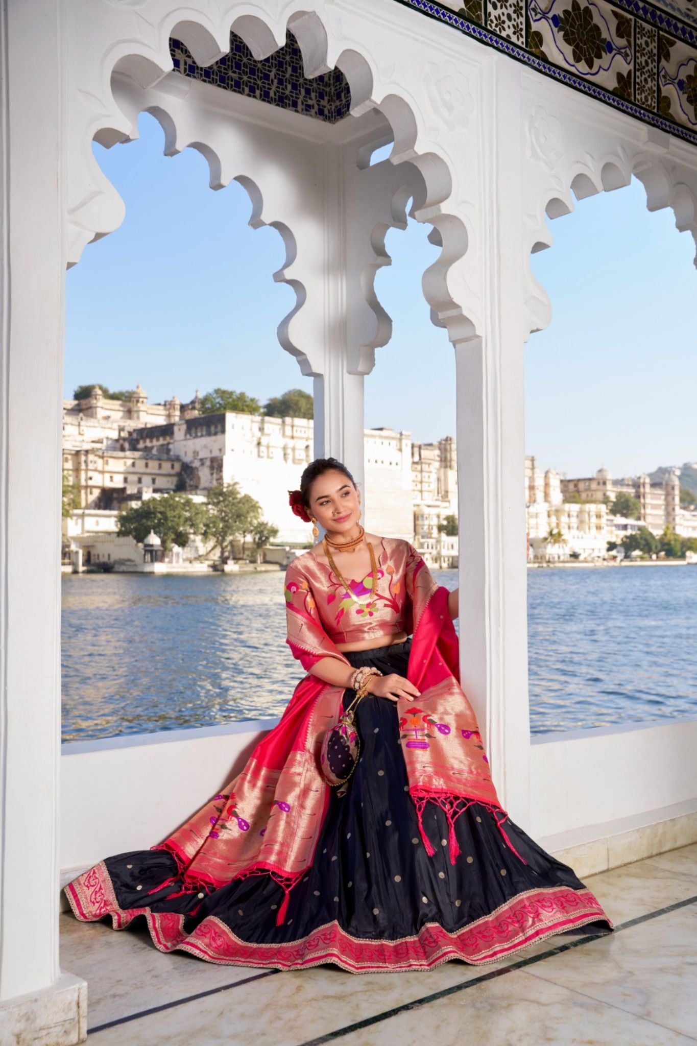 Jacquard Silk Designer Weaving Zari Work Paithani Lehenga Set