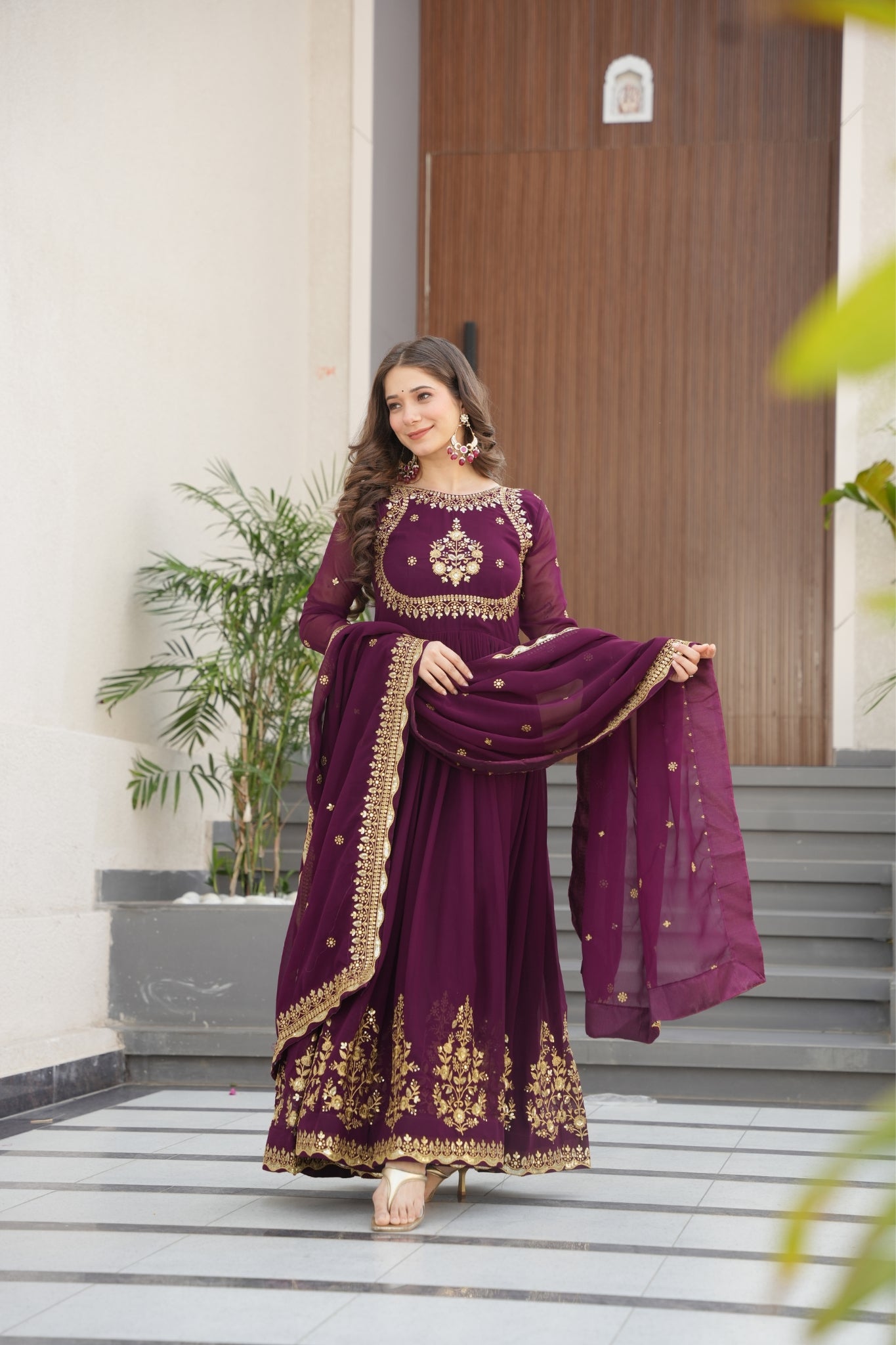 Georgette Tread Sequins Embordered Anarkali Suit