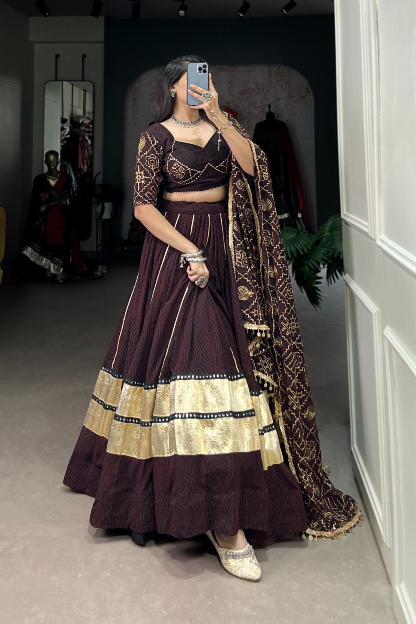 Bandhej Printed Georgette Lehenga Choli For Navratri