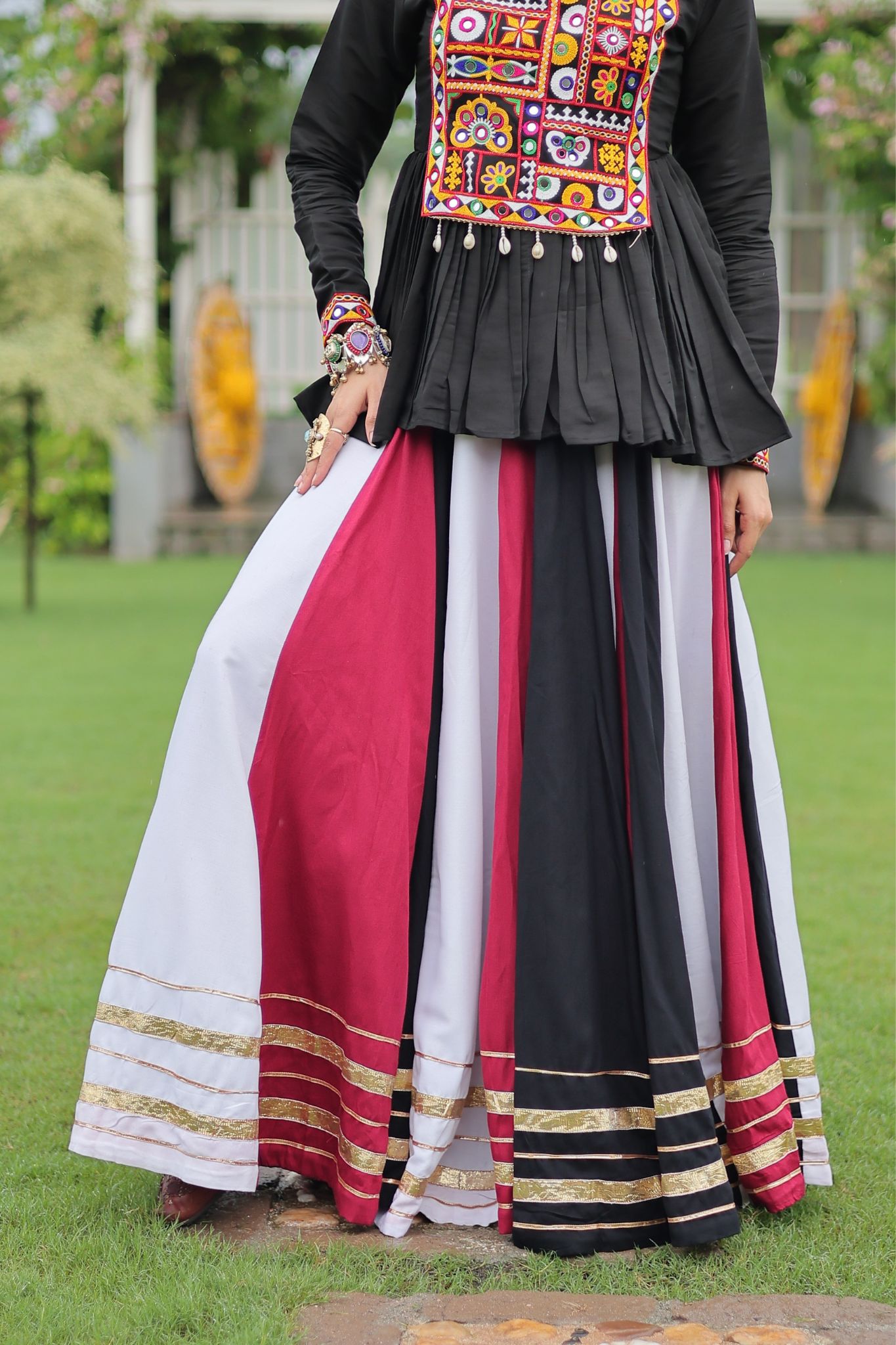 Navratri Special Rayon Kutchi Gamthi Work Traditional Lehenga Choli