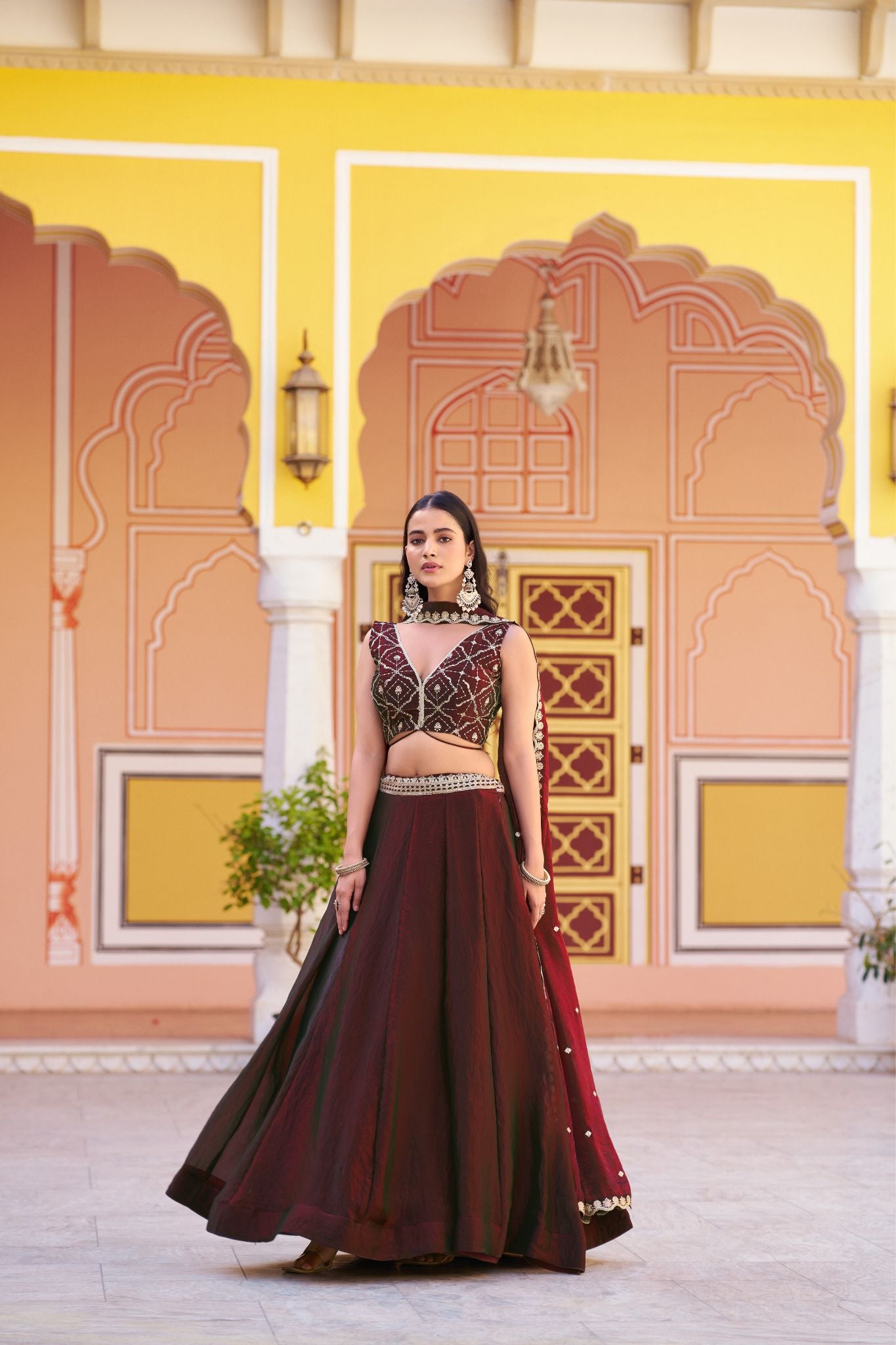 Premium Fendi Silk Lehenga Choli with Sequins & Thread Embroidery Work | Designer Festive & Wedding Wear for Women