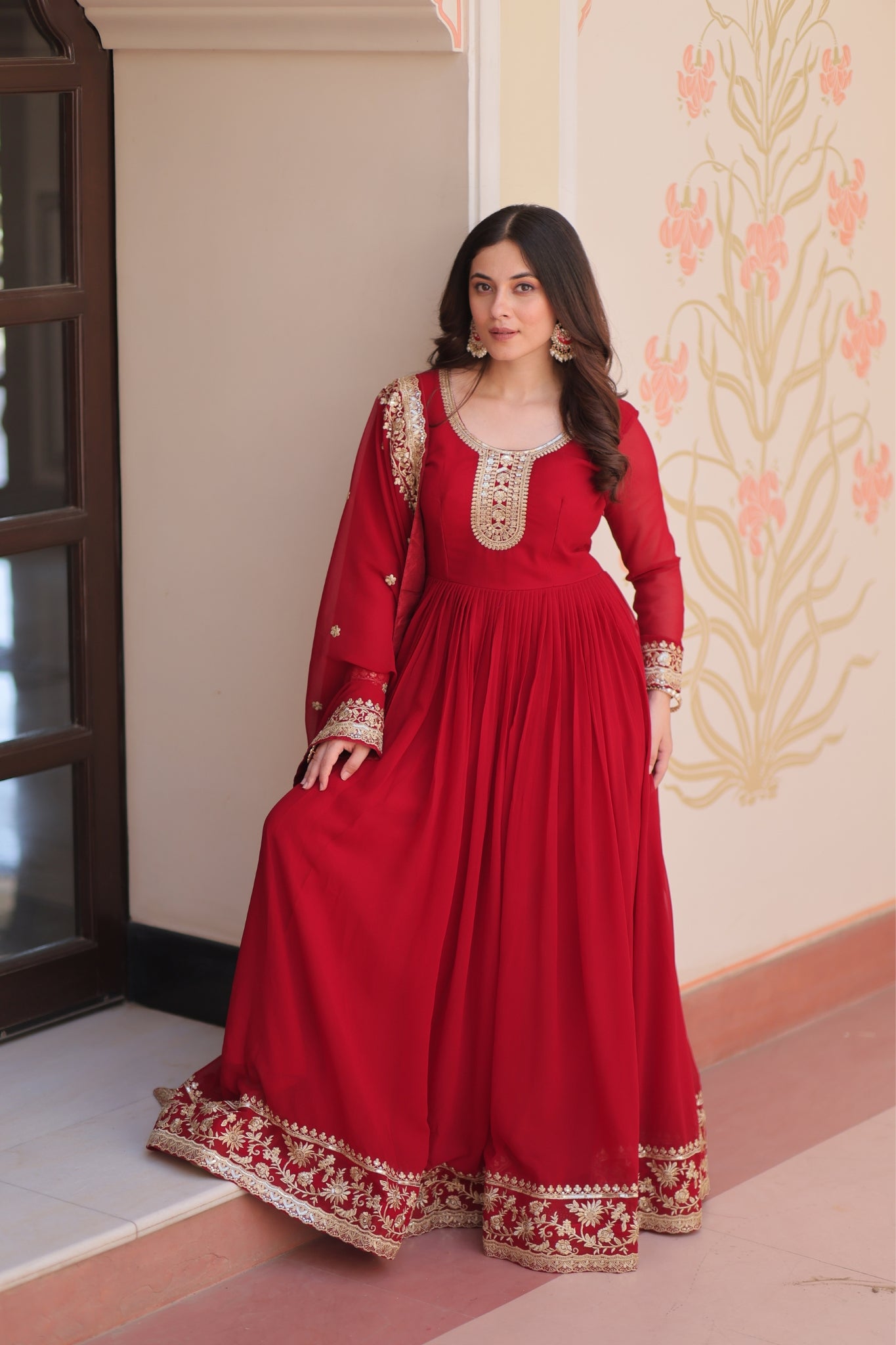 Stunning Designer Georgette Sequins Embroidered Beautiful Gown