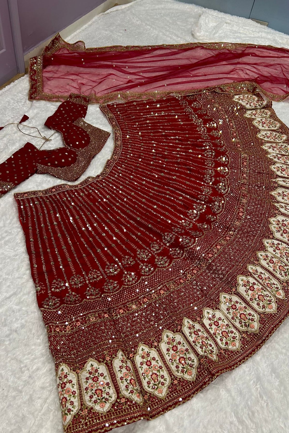 Maroon Color Rangoon Silk Fabric With Sequence Work Bridal Choli For Woman